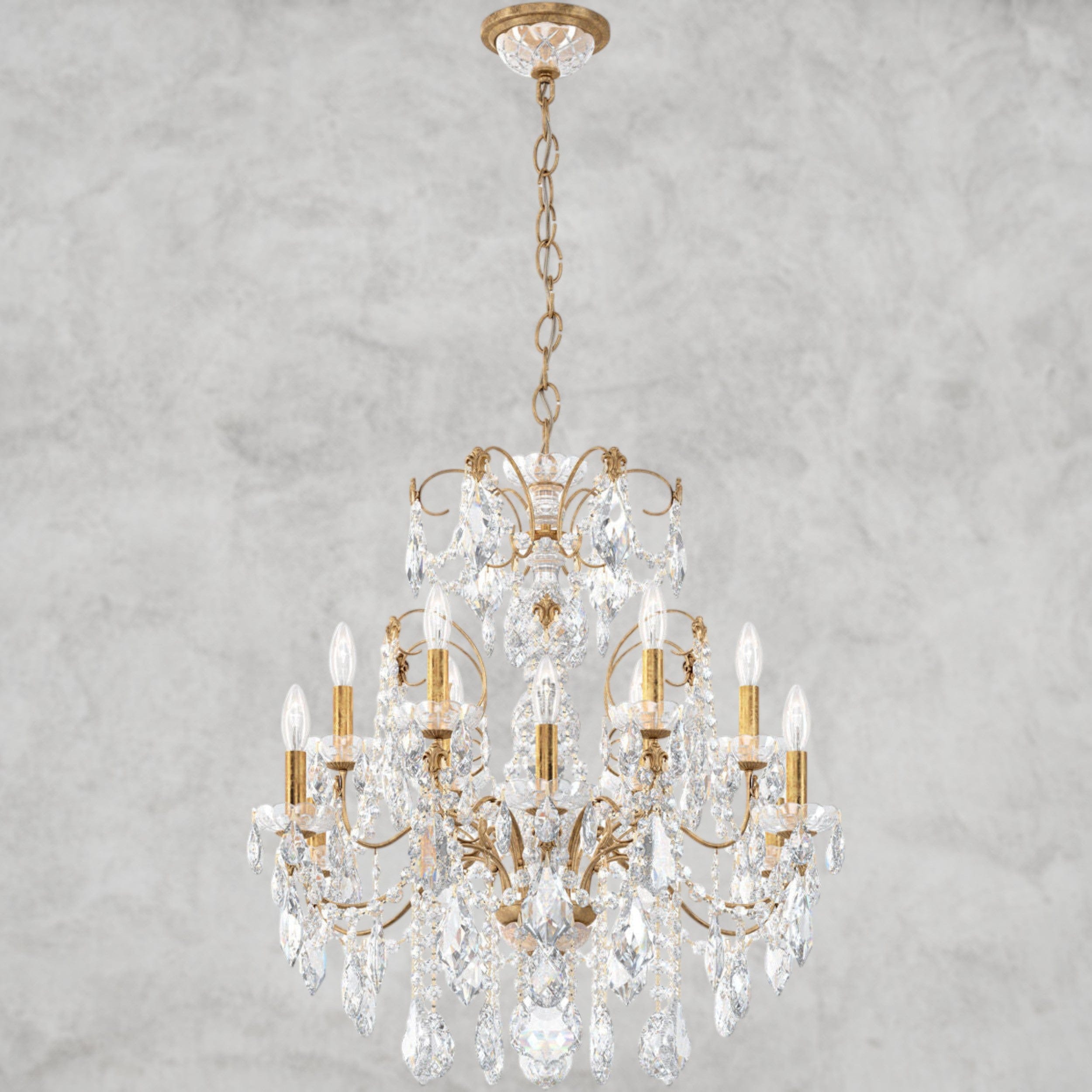 Heirloom Gold / Clear Heritage Crystal Coinora Century Chandelier 30"