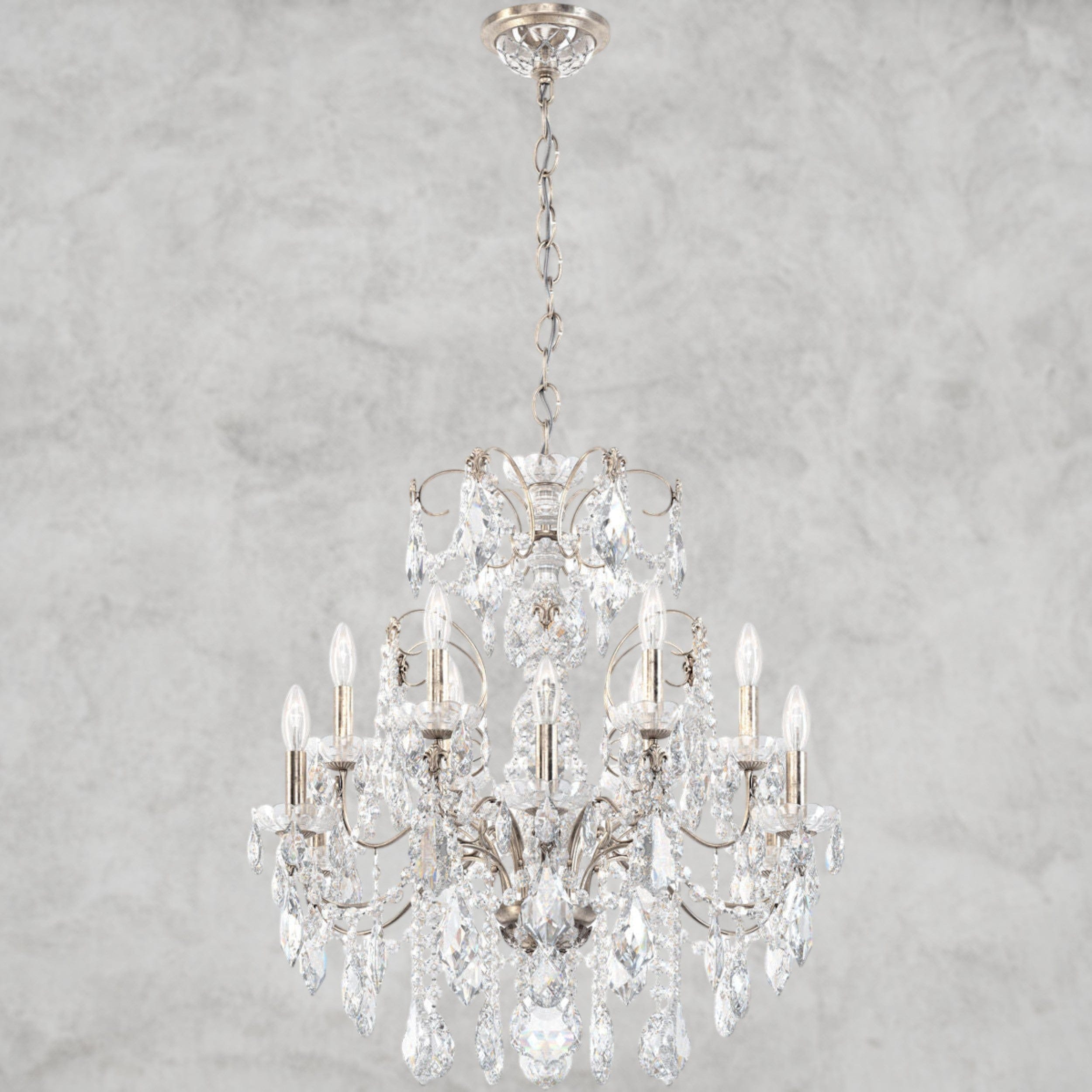 Antique Silver / Clear Heritage Crystal Coinora Century Chandelier 30"