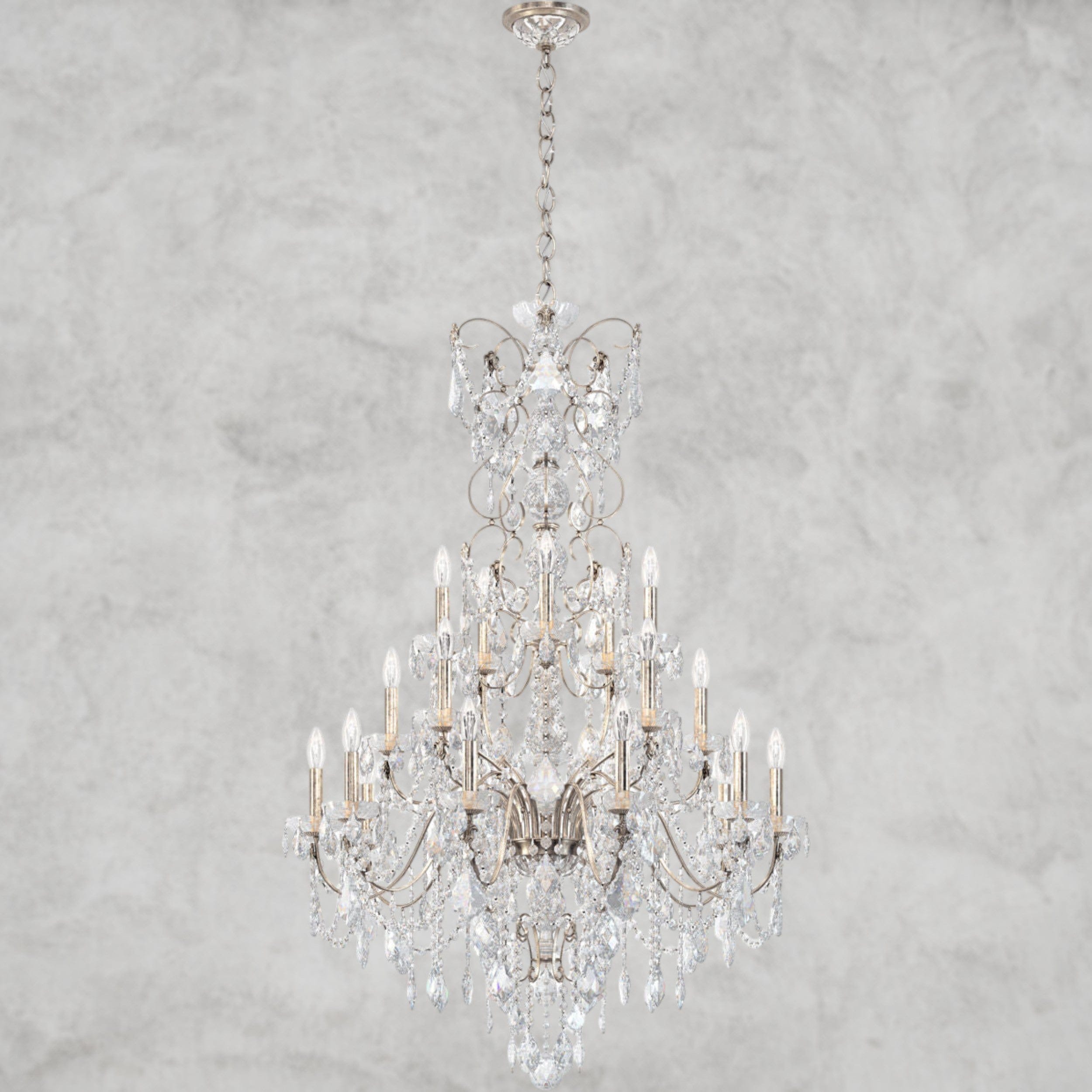 Antique Silver / Clear Heritage Crystal Coinora Century Chandelier 37"