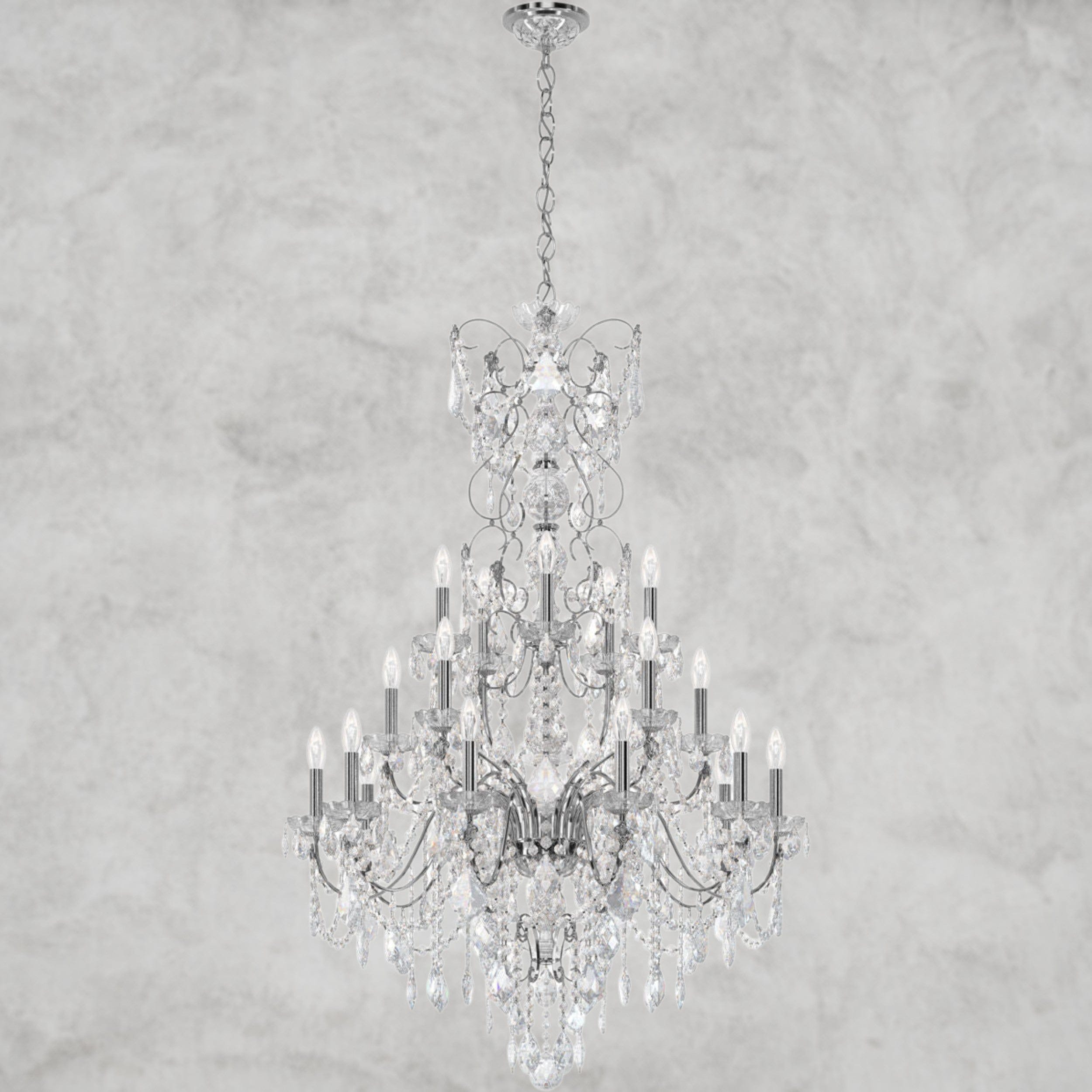 Silver / Clear Heritage Crystal Coinora Century Chandelier 37"