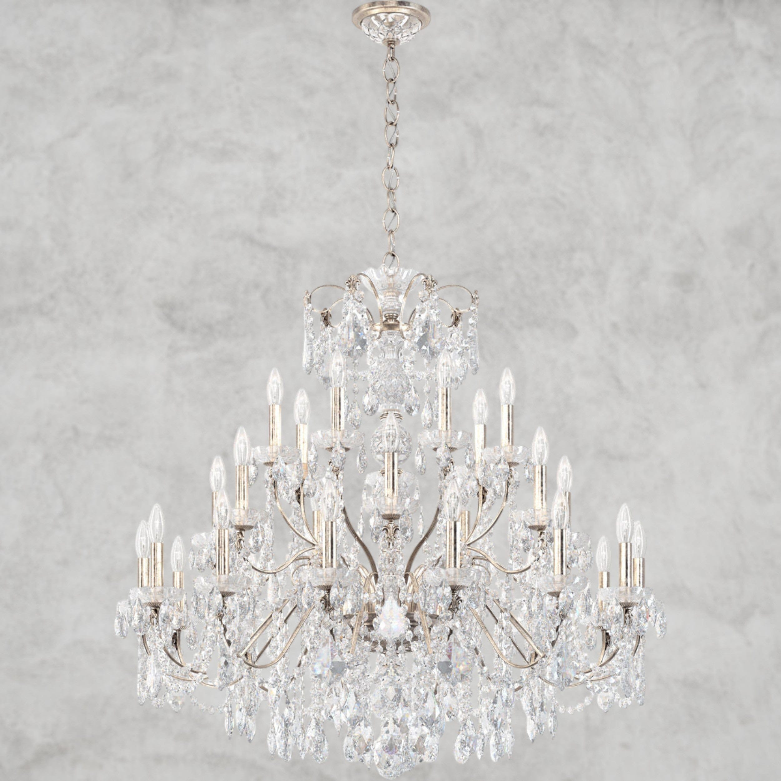 Antique Silver / Clear Heritage Crystal Coinora Century Chandelier 42"