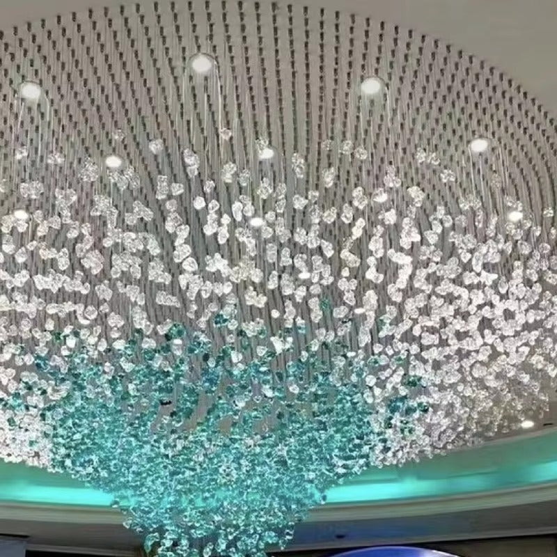Customized Hotel Project Lobby Restaurant Turquoise Blue Glass Chandelier