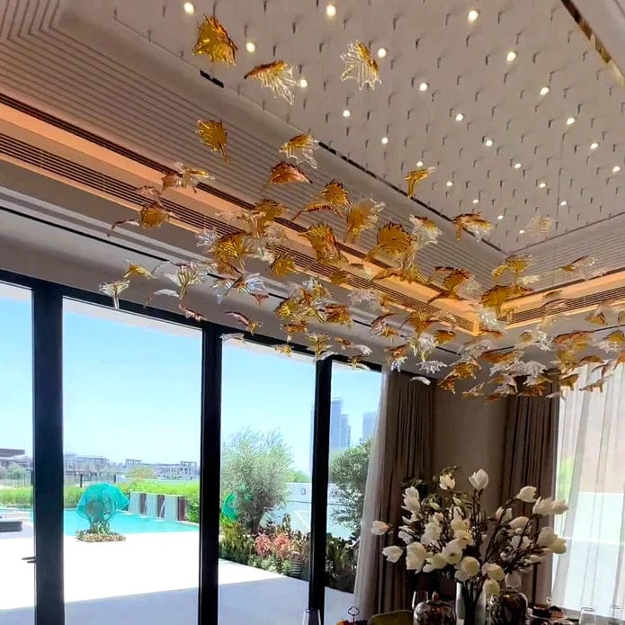 24 Lights Custom Maple Leaf Chandelier For Villas/Banquet Hall/Hotel Lobby