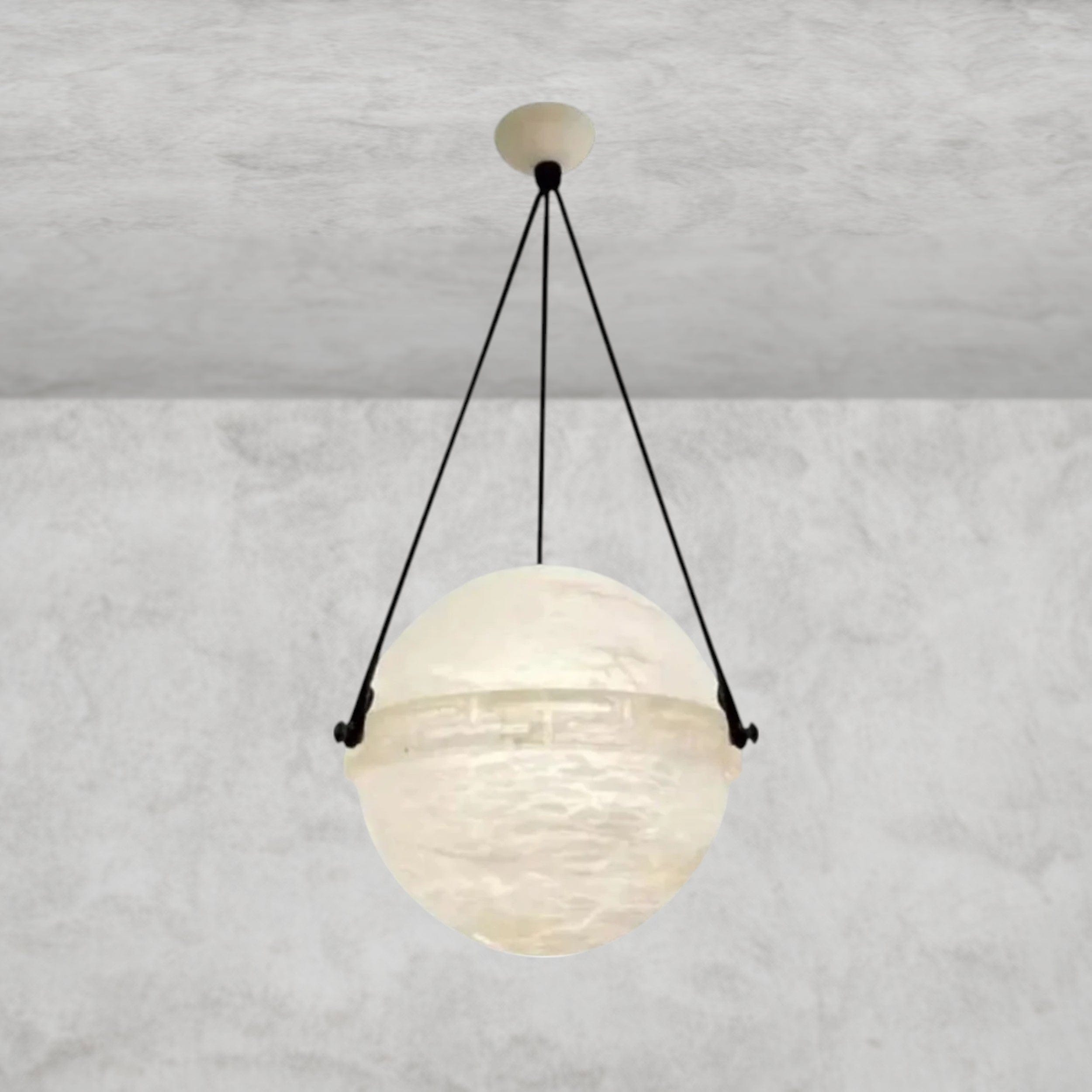 Elowen Alabaster Chandelier, Round Globe Pendant Light 10", 20"