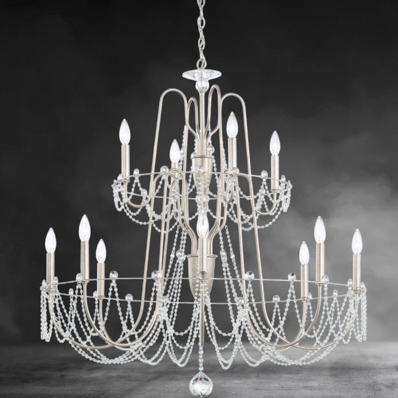 White Esmeralda 2-Tier Crystal Chandelier 37"