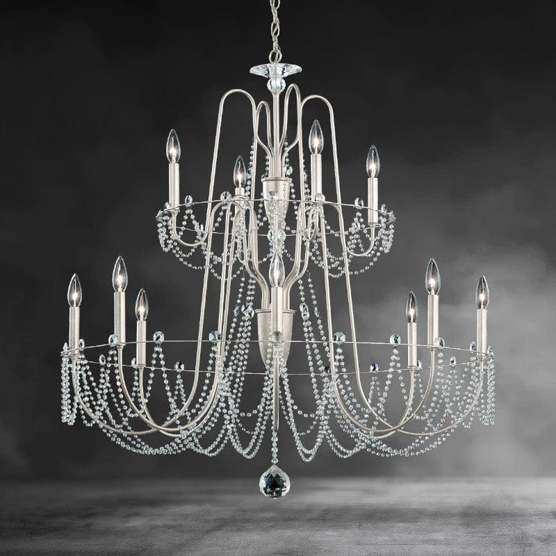 Antique Silver Esmeralda 2-Tier Crystal Chandelier 37