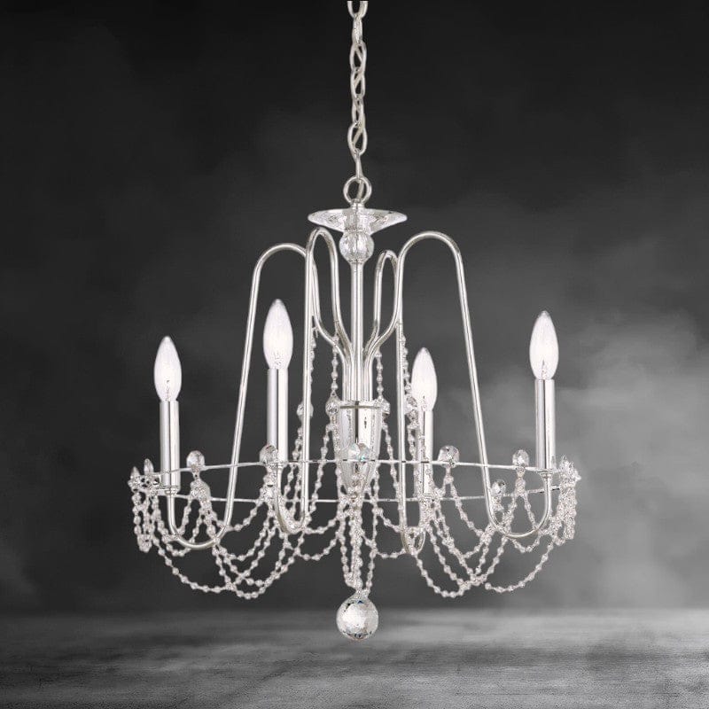 Polished Silver Esmeralda Crystal Chandelier 21