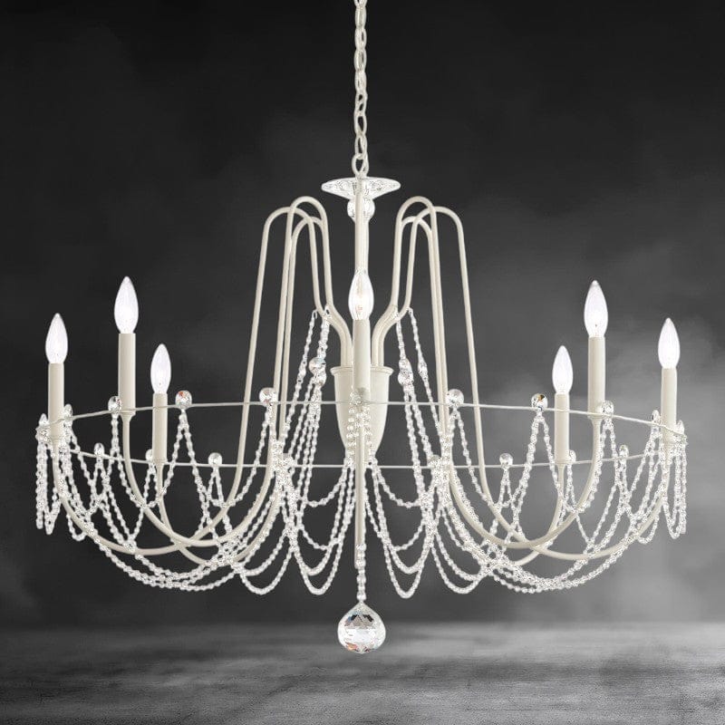 White Esmeralda Single Tier Crystal Chandelier 37