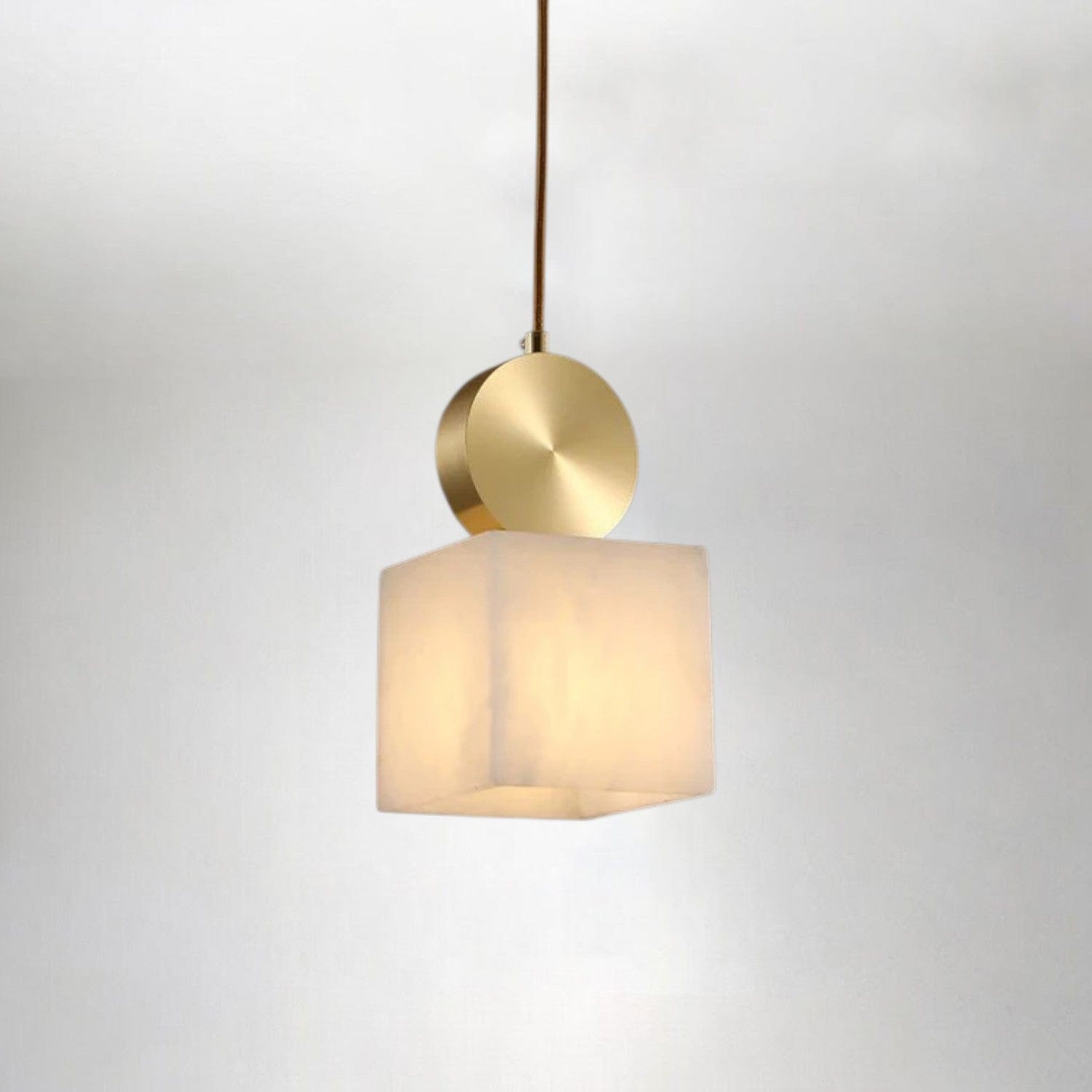 Dia 4.7”(12cm) x H 9.1”(23cm) Etruscan-Inspired Alabaster Pendant Light – Handcrafted Stone Elegance