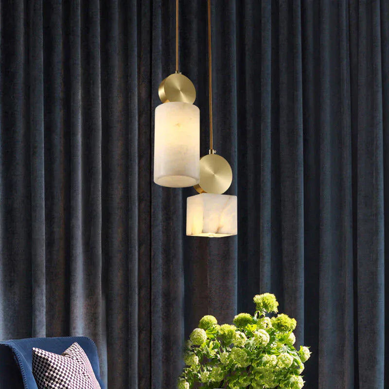 Etruscan-Inspired Alabaster Pendant Light – Handcrafted Stone Elegance