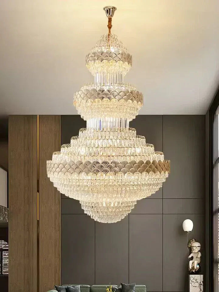 Extra Large Multi-layers Gold Luxury Crystal Chandelier Modern Empire Decrative Crystal Light For Living Room/Foyer/Staircase