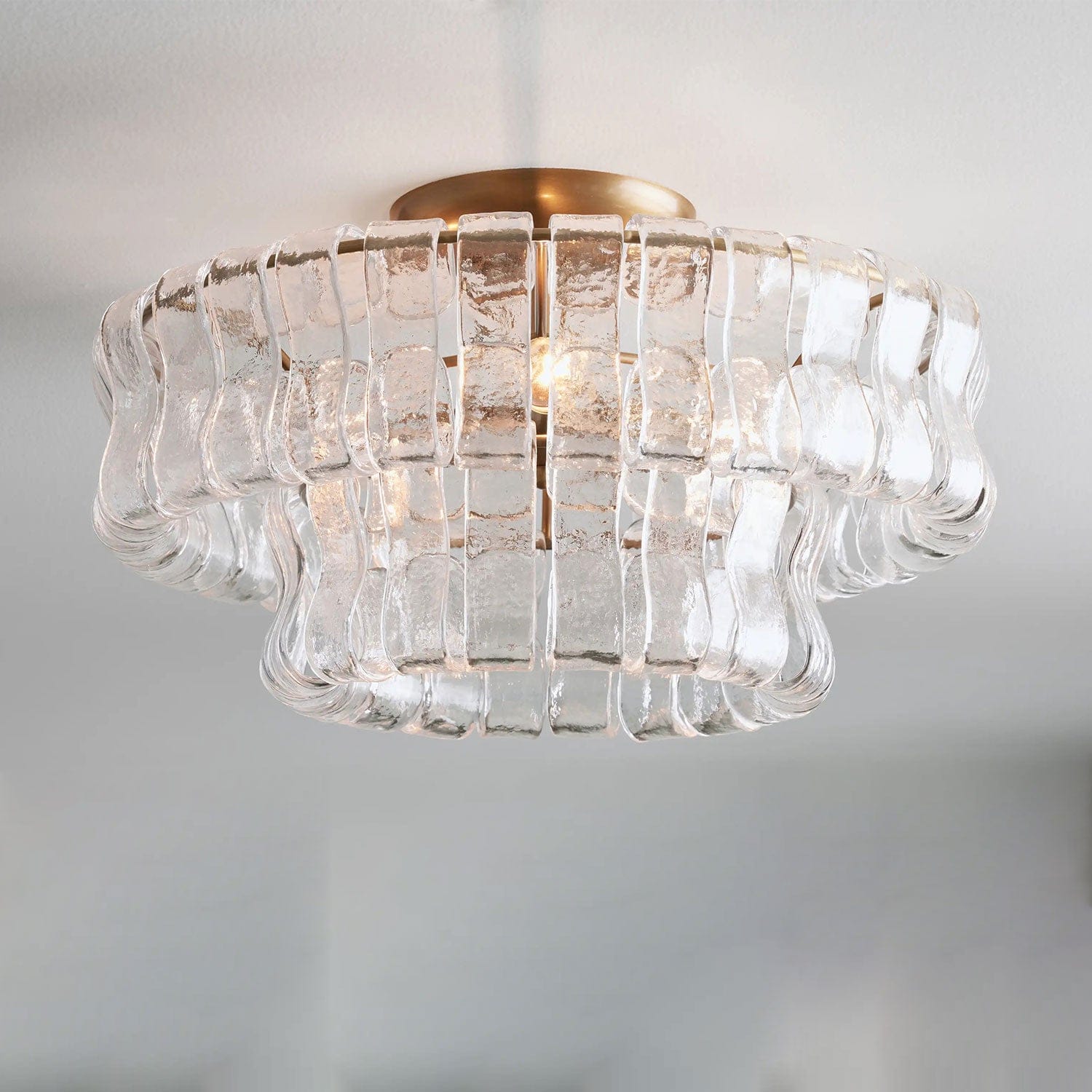 Brass / Clear Ghiaccio Flush Mount