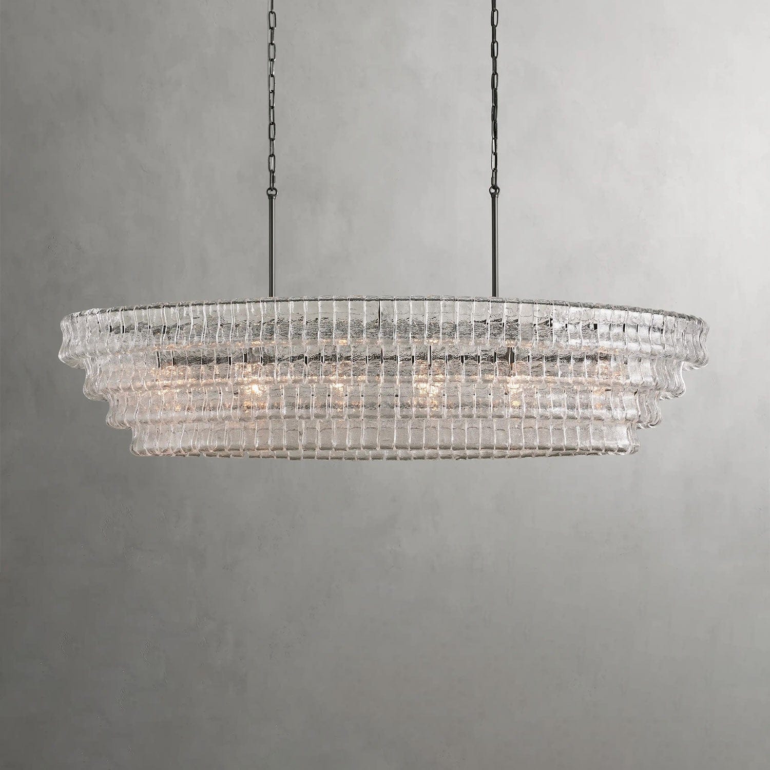 65" / Bronze / Clear Ghiaccio Oval Chandelier 54", 65"