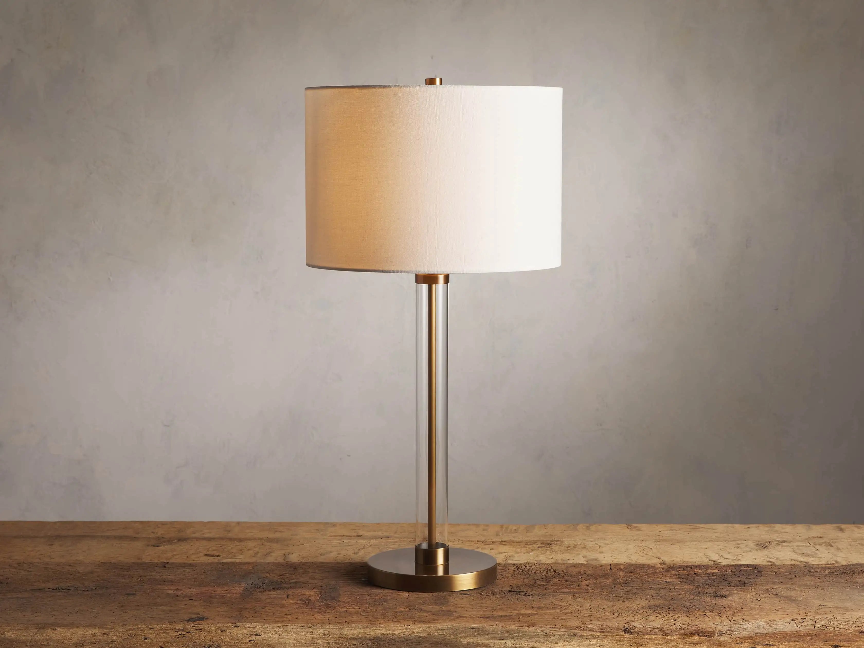 Brass Glass Column Table Lamp