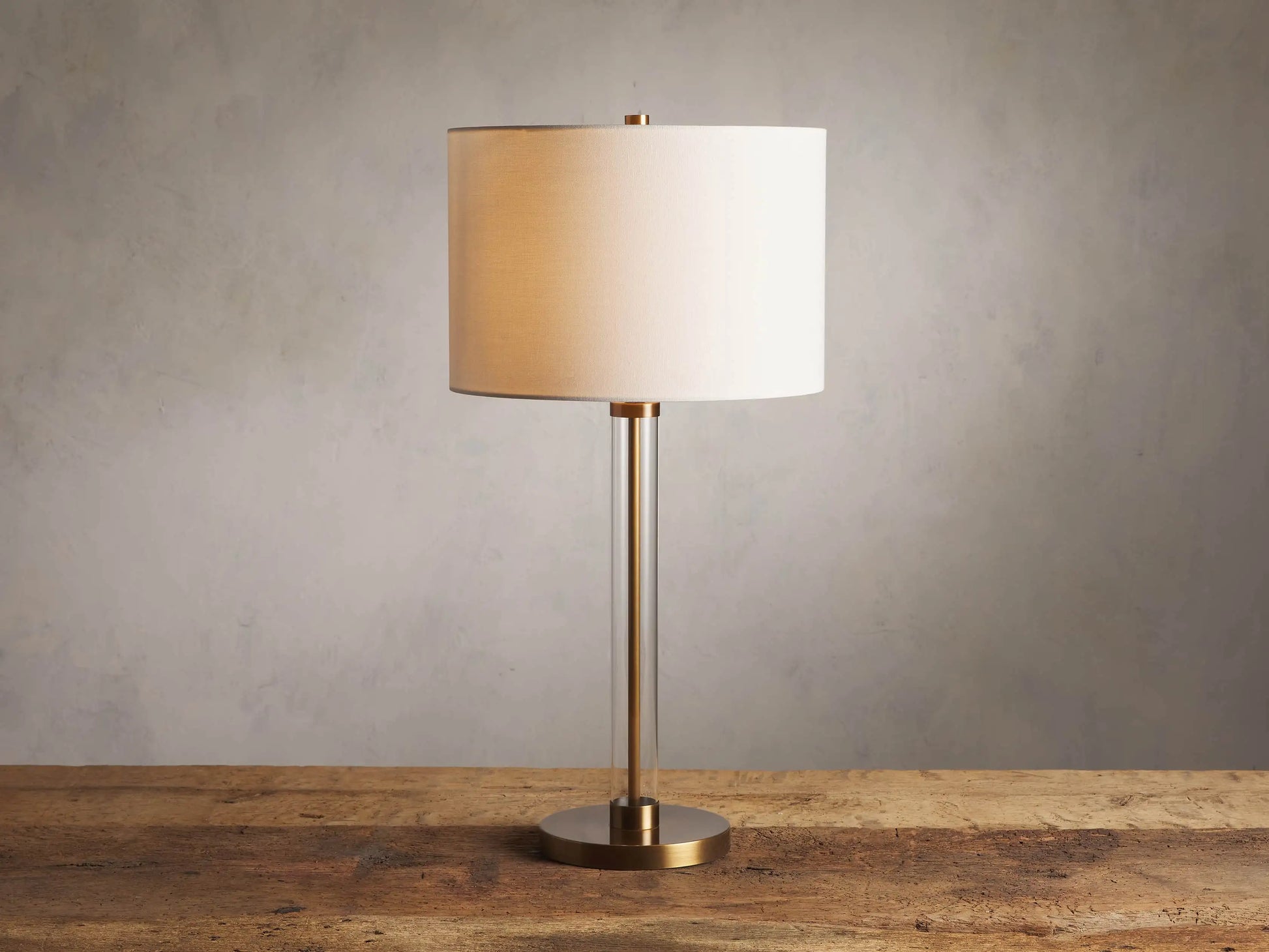 Brass Glass Column Table Lamp