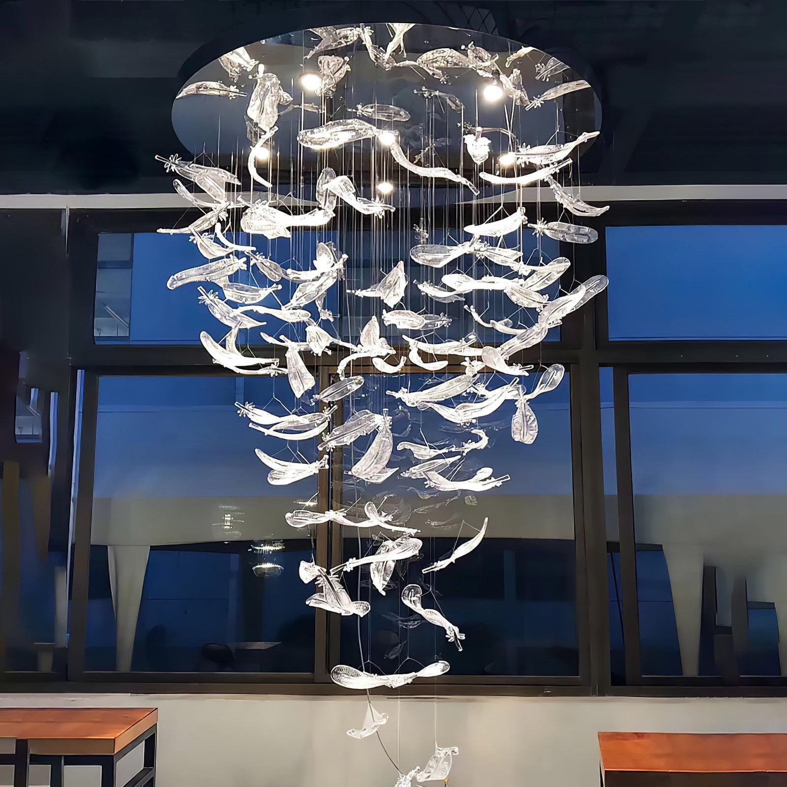 Glass Feathers Chandelier