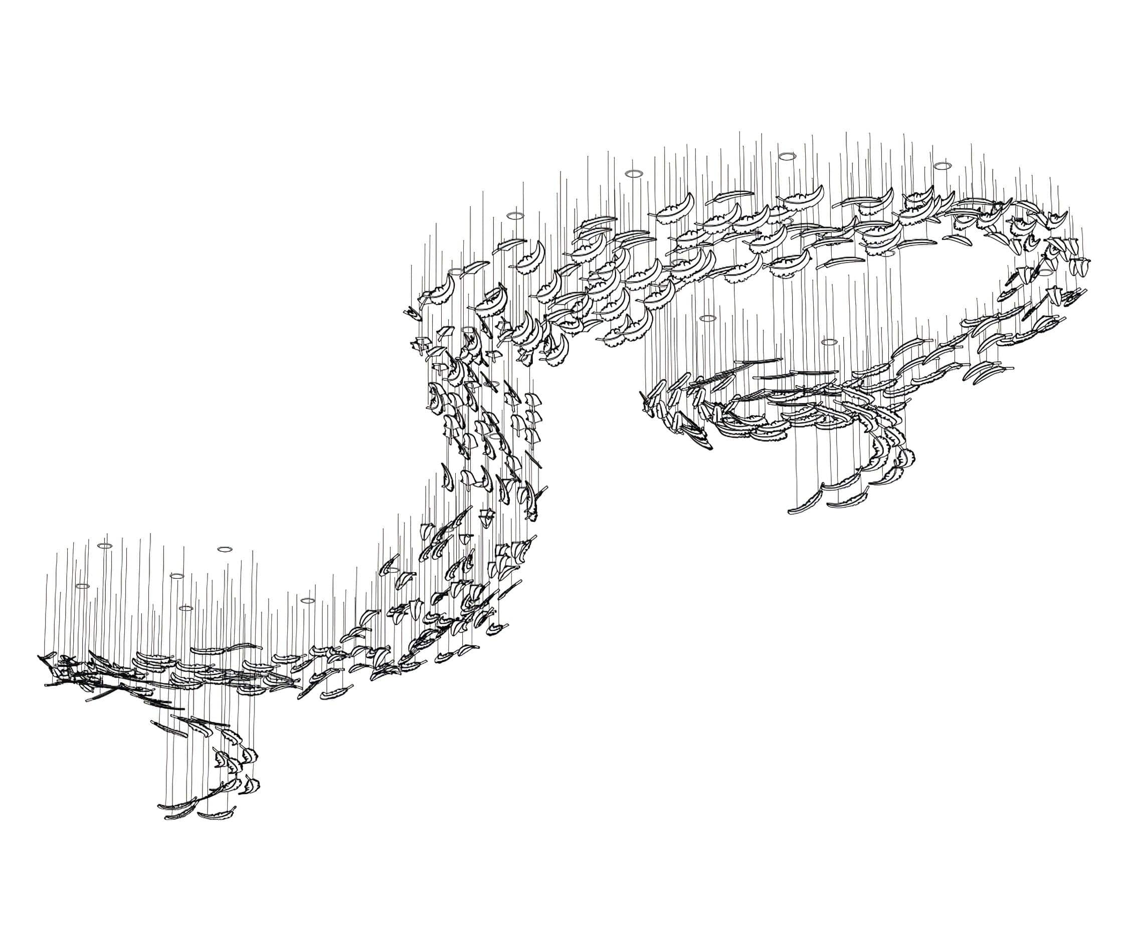 Glass Feathers Chandelier