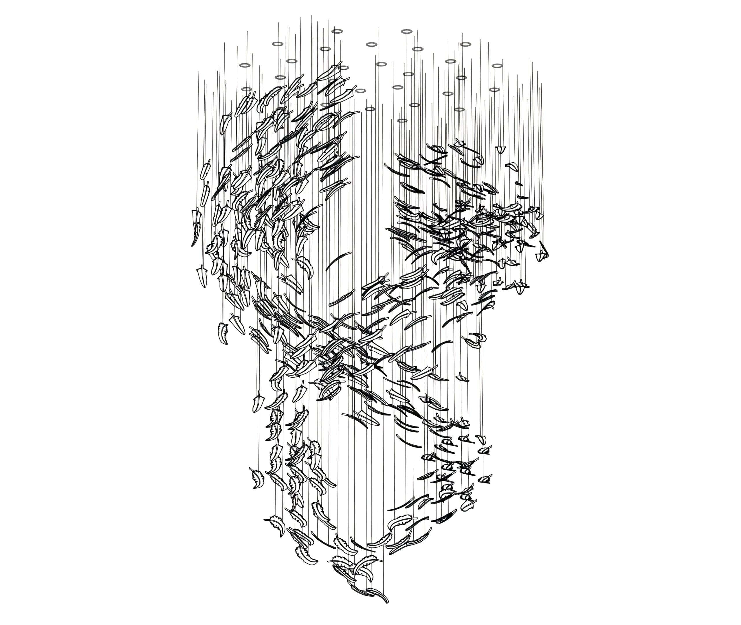 Glass Feathers Chandelier