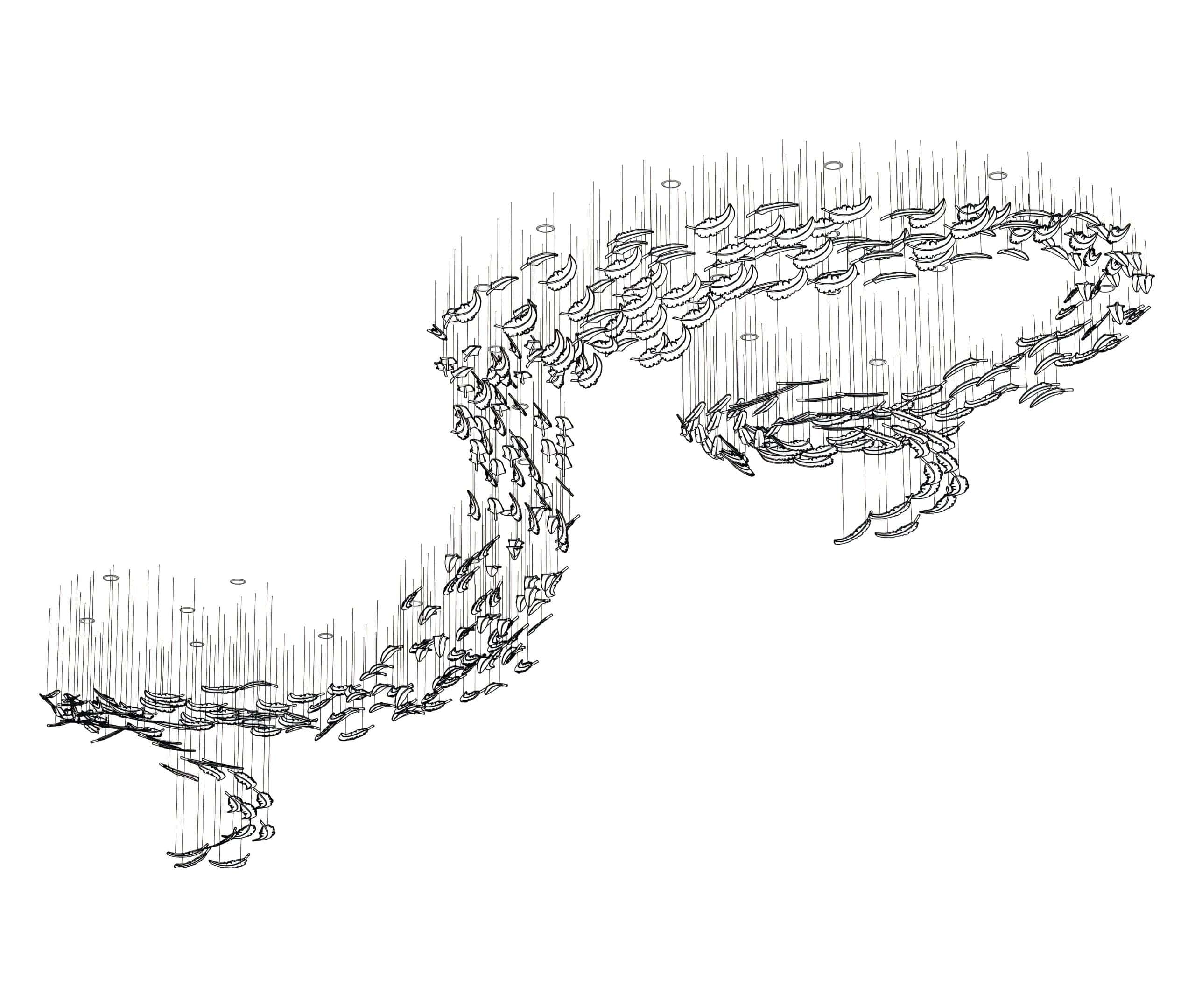 Glass Feathers Chandelier