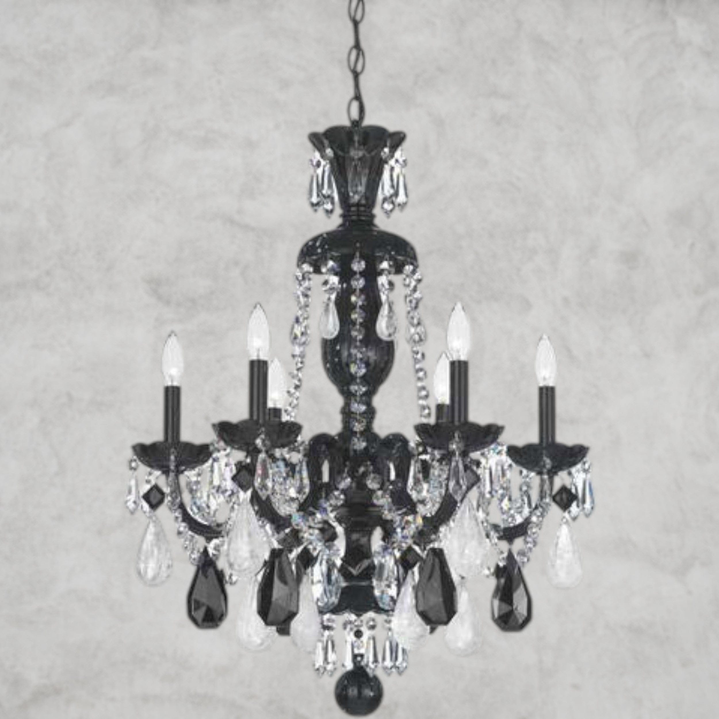 Jet Black Hamilton Rock Crystal 6-Light Chandelier 22