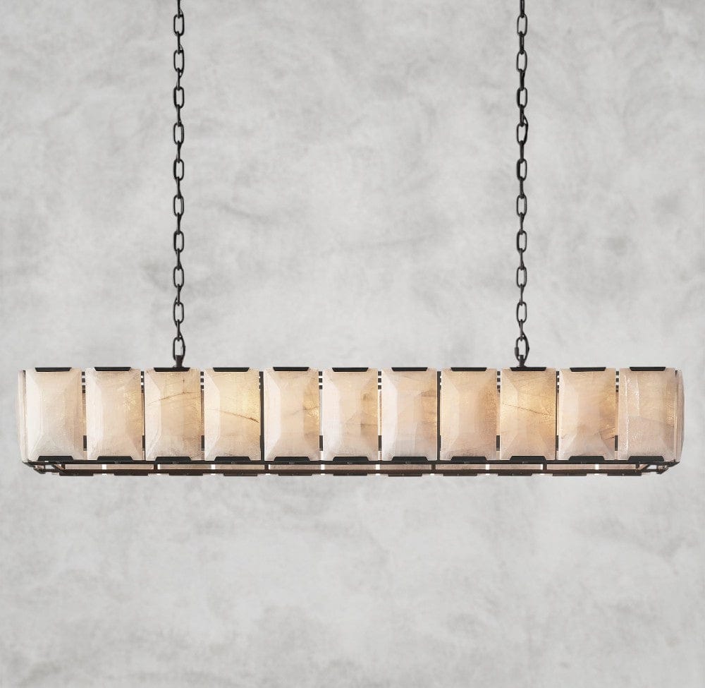 74" / Bronze Harlow Calcite Rectangular Chandelier 42", 54", 62", 74"