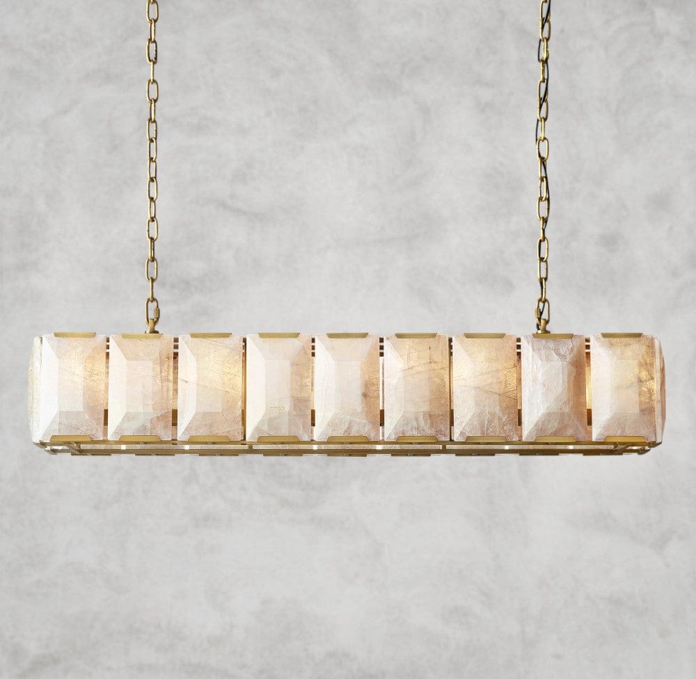 62" / Brass Harlow Calcite Rectangular Chandelier 42", 54", 62", 74"