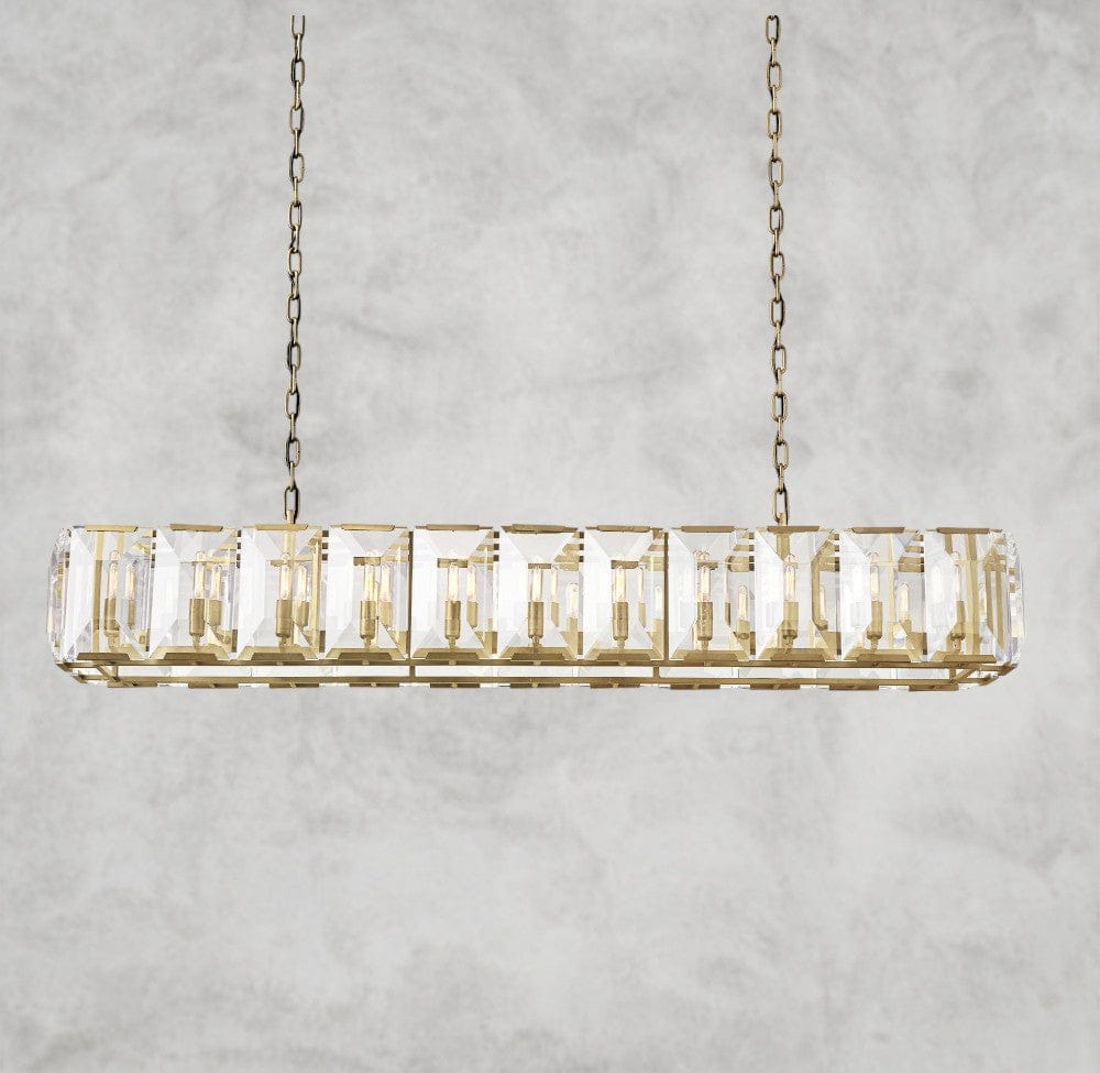 74" / Brass Harlow Crystal Rectangular Chandelier 42", 54", 62", 74"