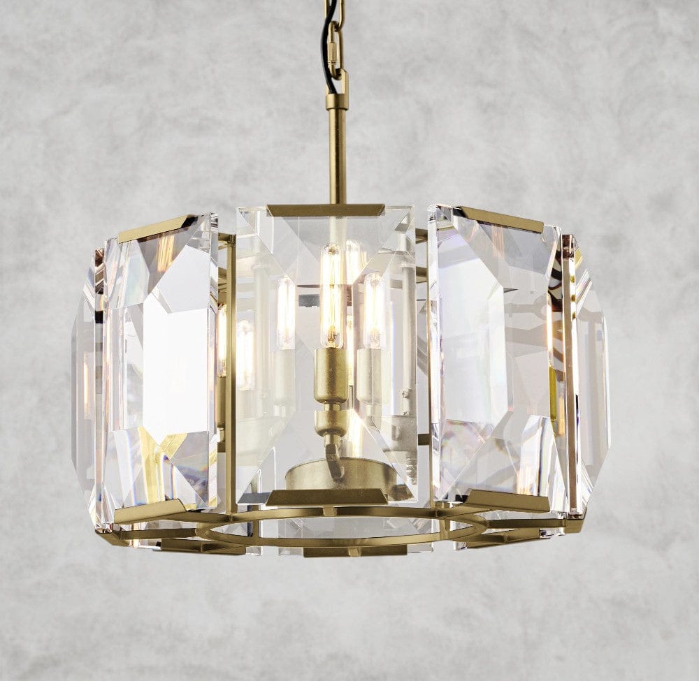 19" / Brass Harlow Crystal Round Chandelier 19", 31", 43", 60"