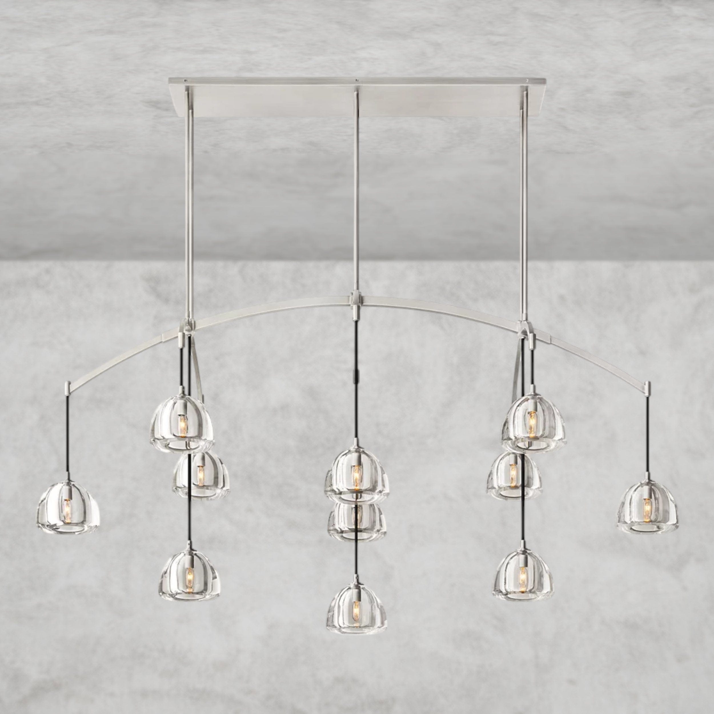 72" / Nickle Hemisphere Linear Chandelier 54", 72"
