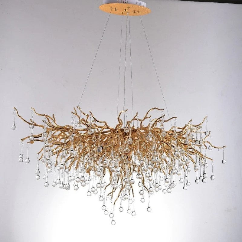 Stunning Tree Branch Crystal Chandelier with Clear Teardrop-shaped for Living/Dining Room