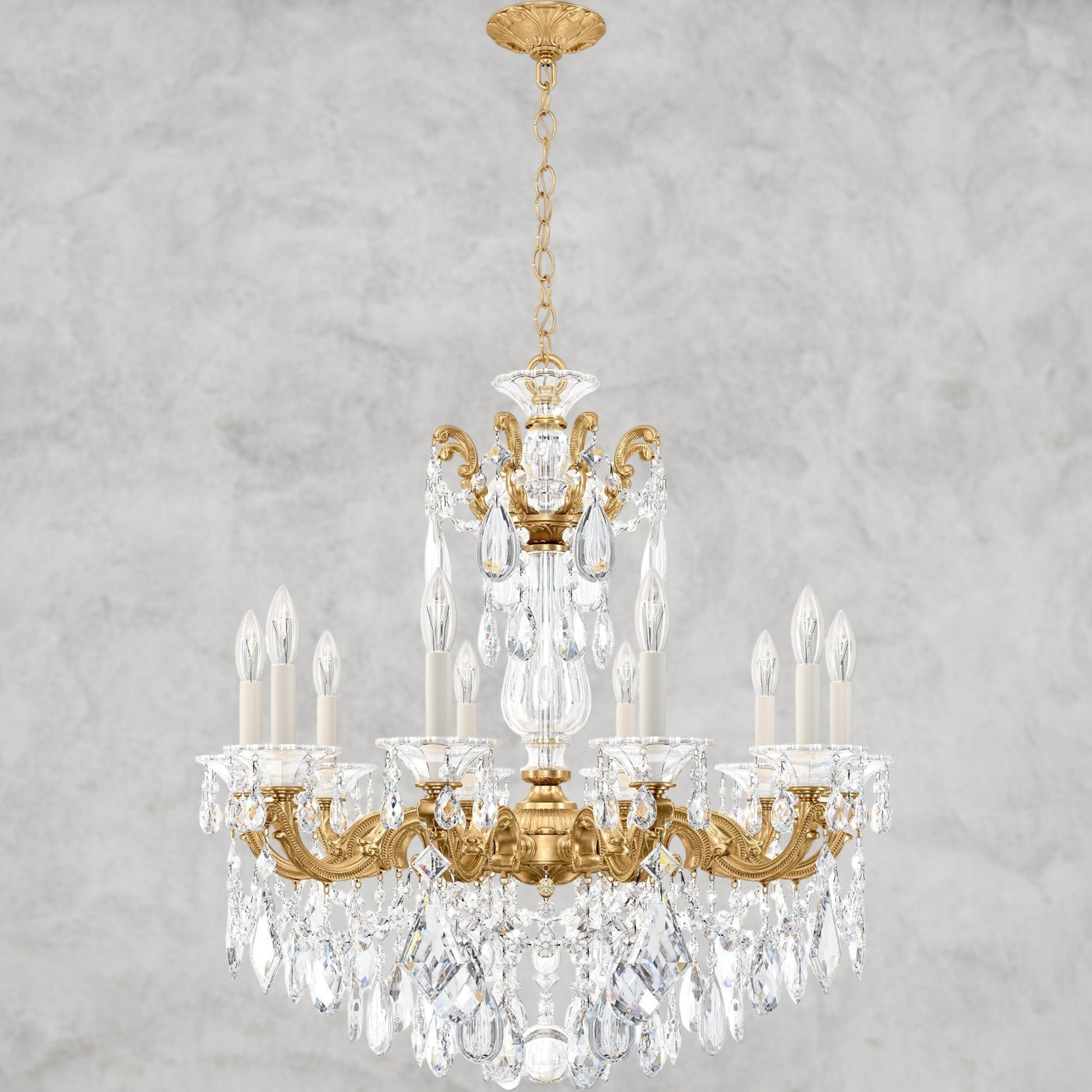 Heirloom Gold / Clear Heritage Crystal La Scala Chandelier 28