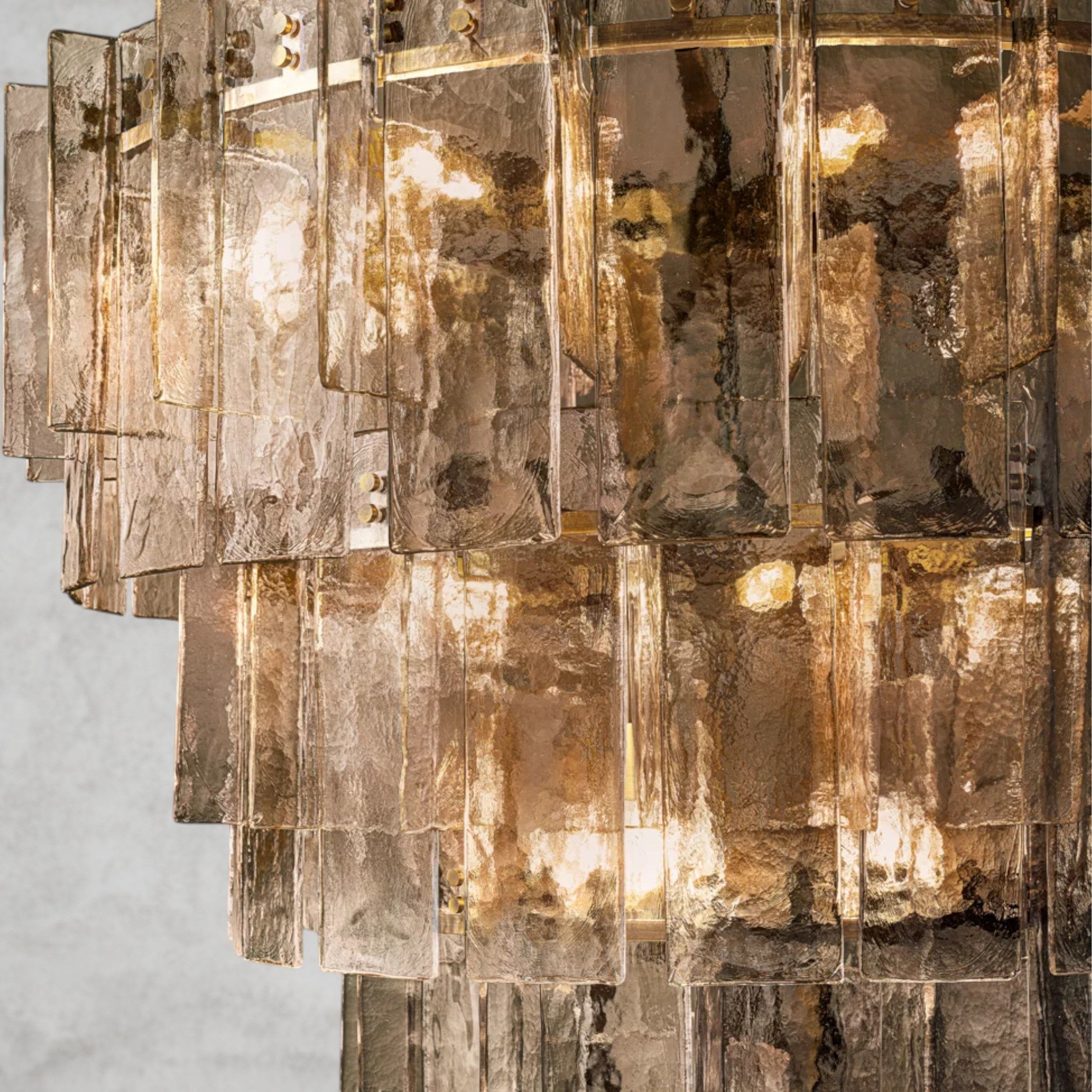 Lattice Smoke Glass Tiered Round Chandelier 36