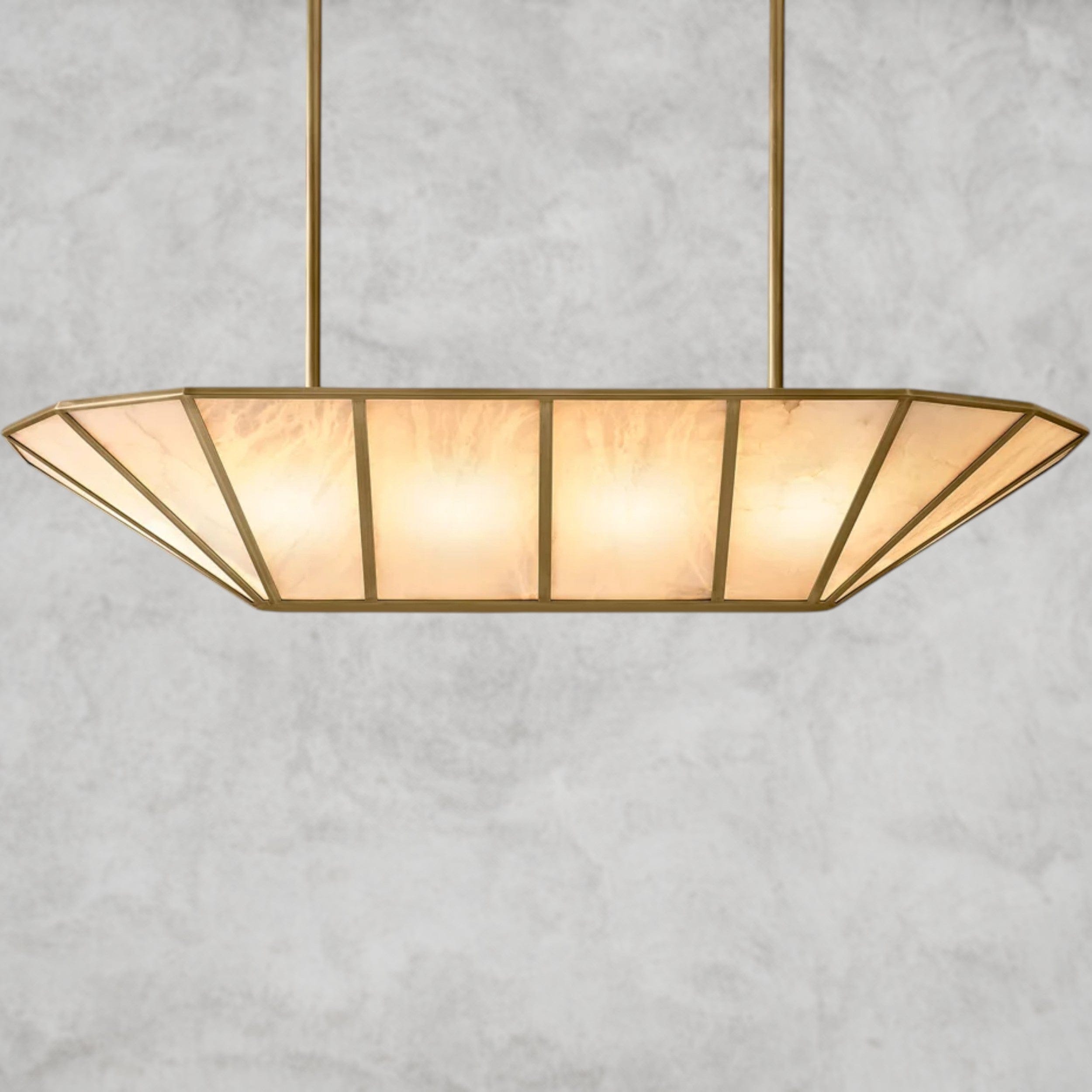 52" / Brass Lucette Alabaster Linear Chandelier