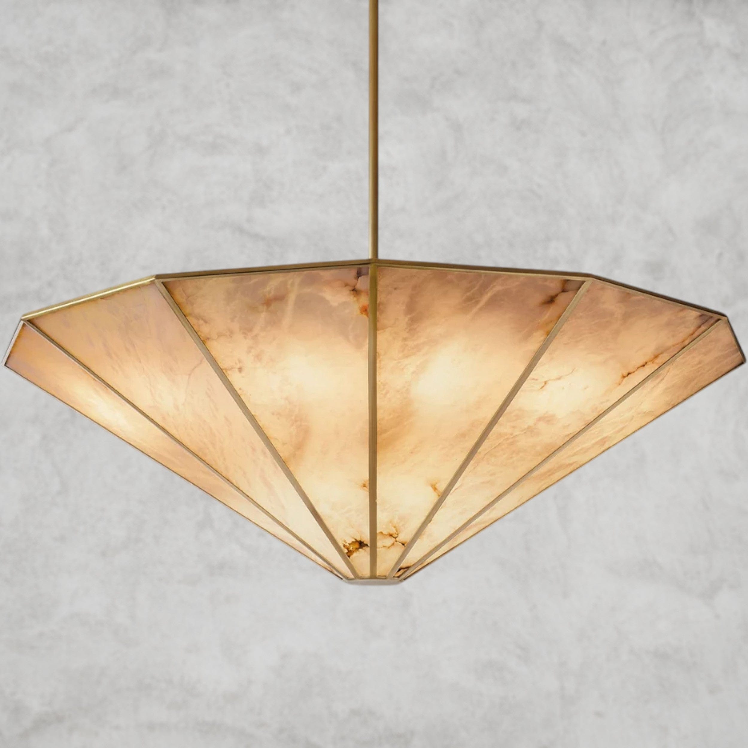 60" / Brass Lucette Alabaster Round Chandelier