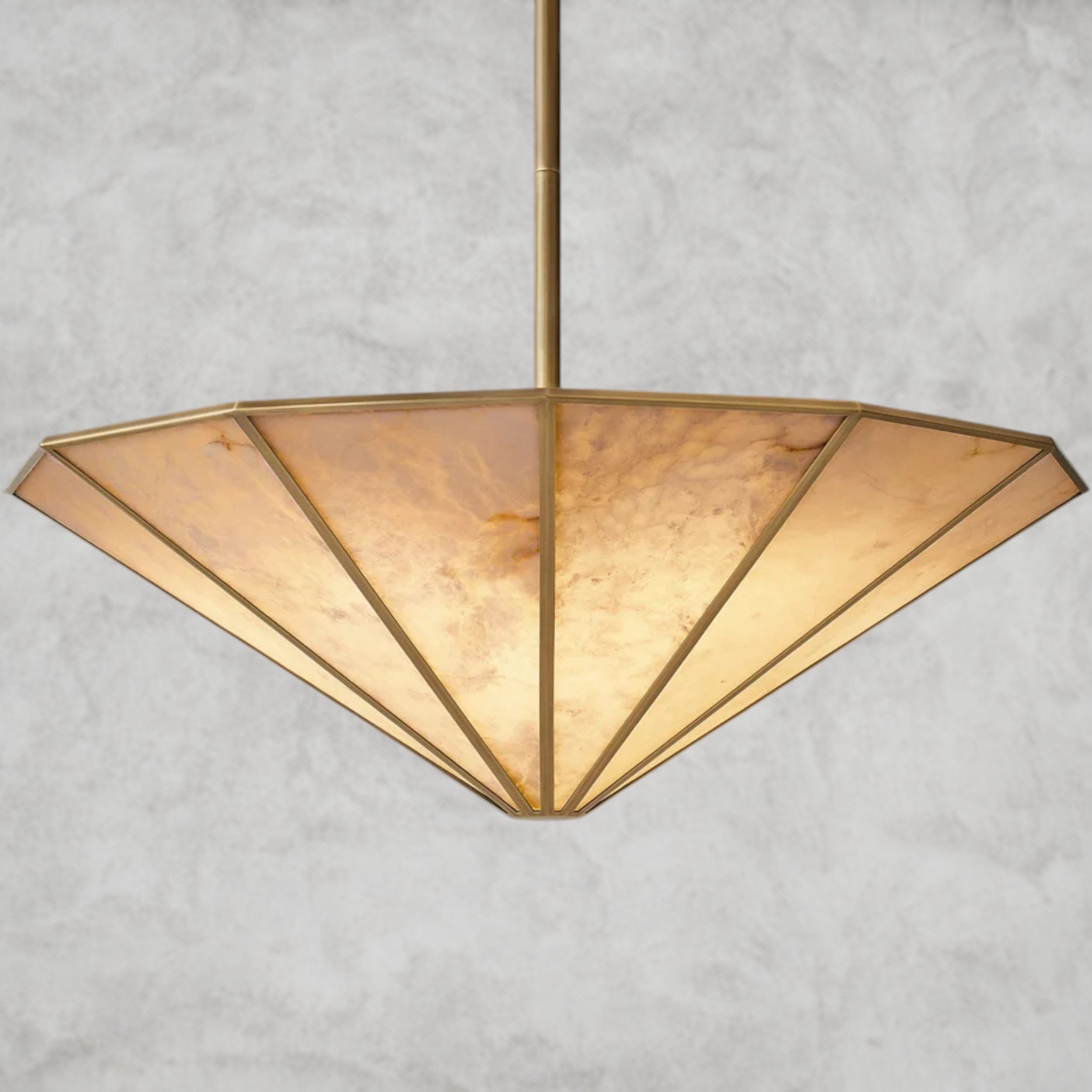 48" / Brass Lucette Alabaster Round Chandelier
