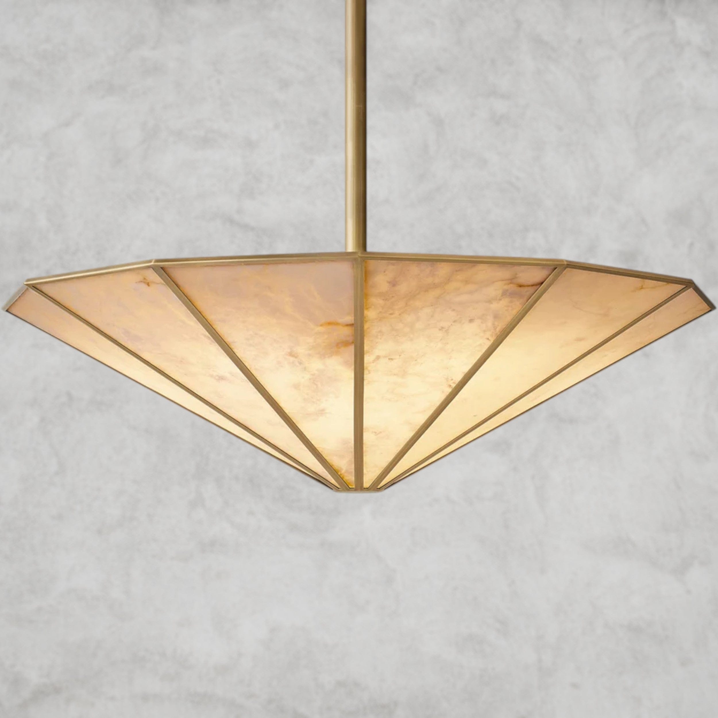 36" / Brass Lucette Alabaster Round Chandelier