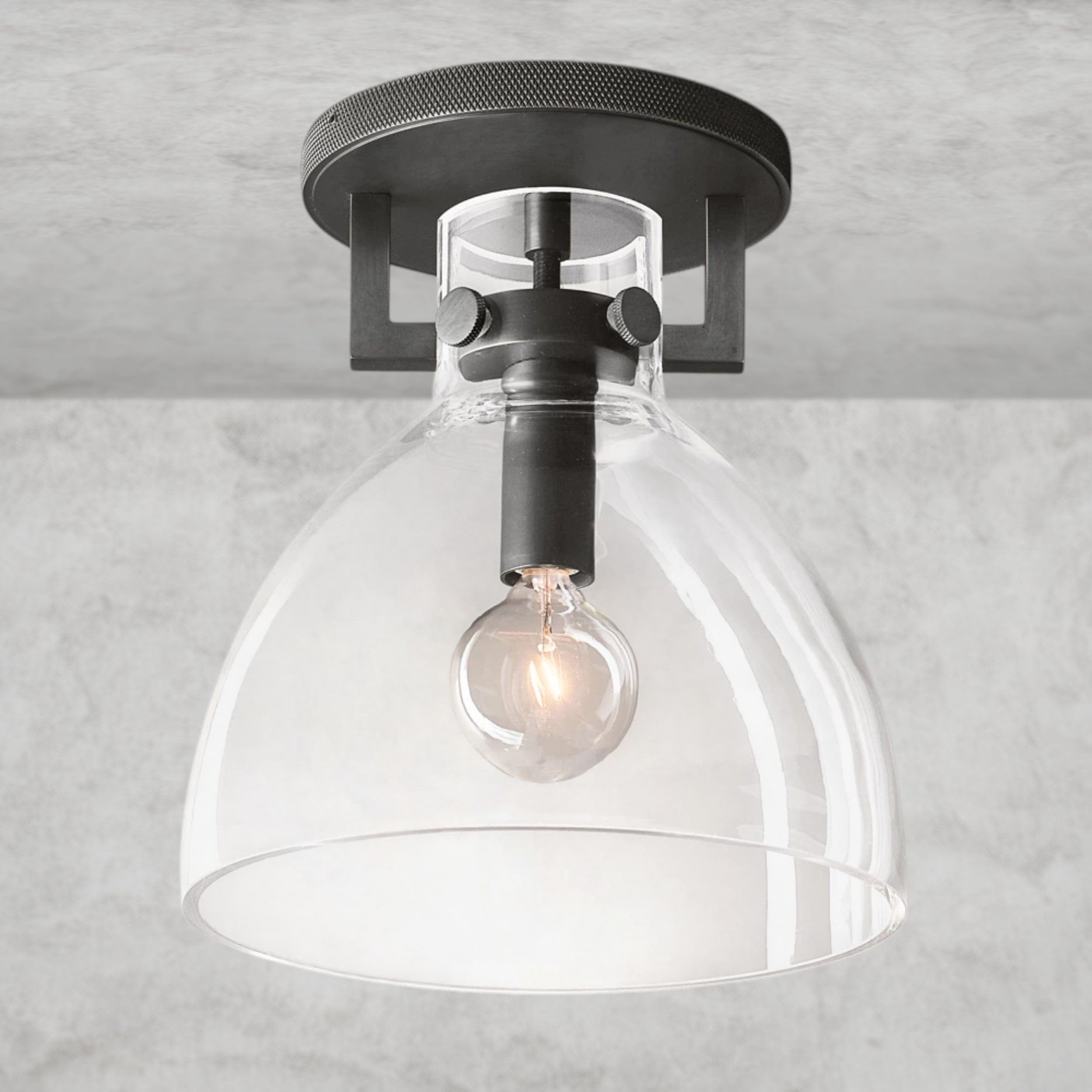 Bronze Machinist Glass Cloche Flushmount