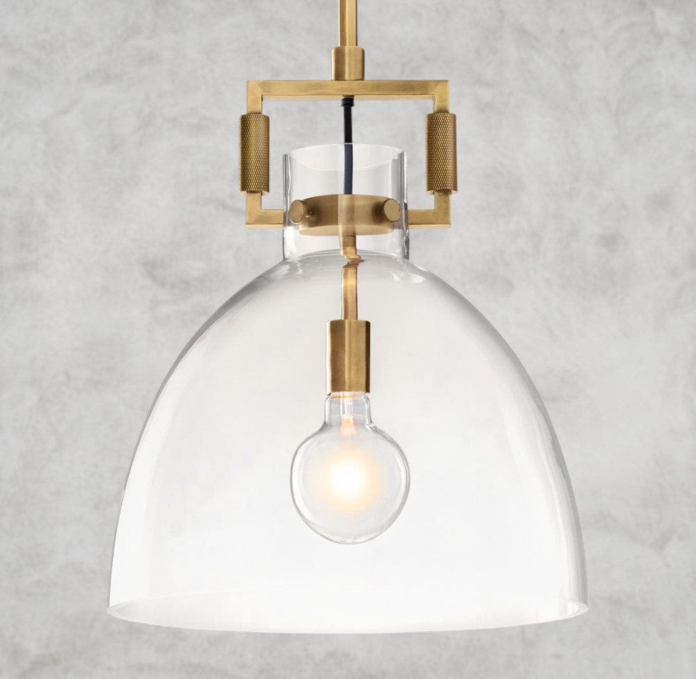 10" / Brass Machinist Glass Cloche Pendant 10", 14", 18"