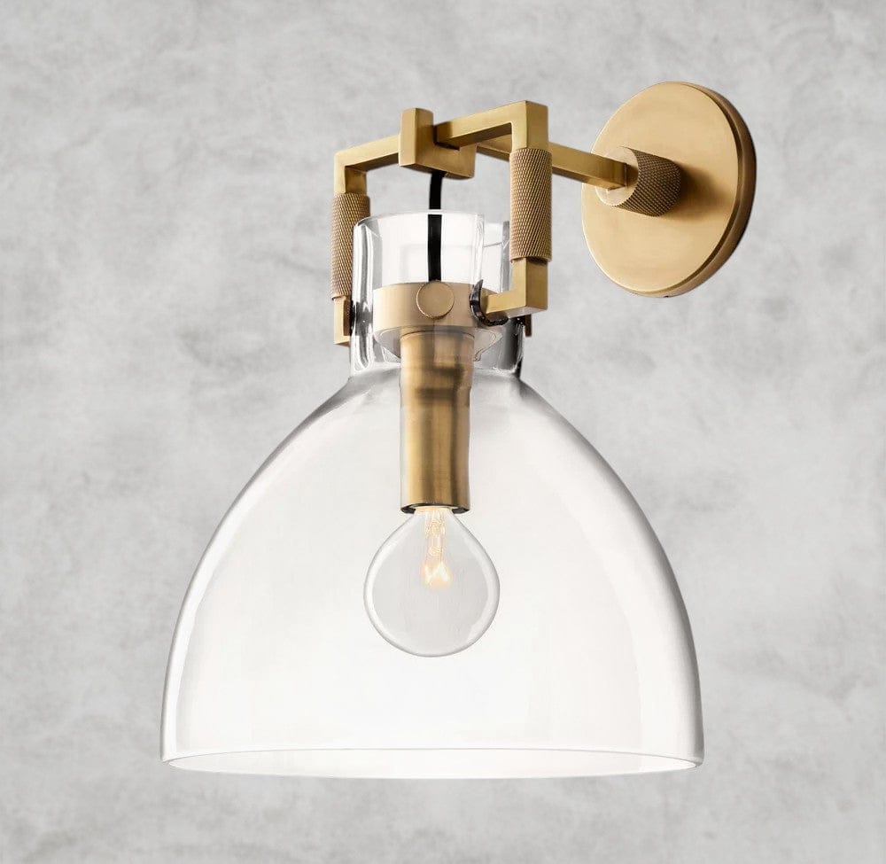 10" / Brass MACHINIST GLASS CLOCHE SCONCE 8", 10"