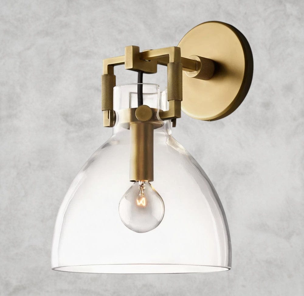 8" / Brass MACHINIST GLASS CLOCHE SCONCE 8", 10"