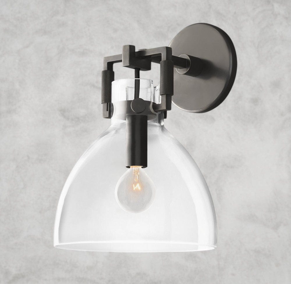 8" / Bronze MACHINIST GLASS CLOCHE SCONCE 8", 10"