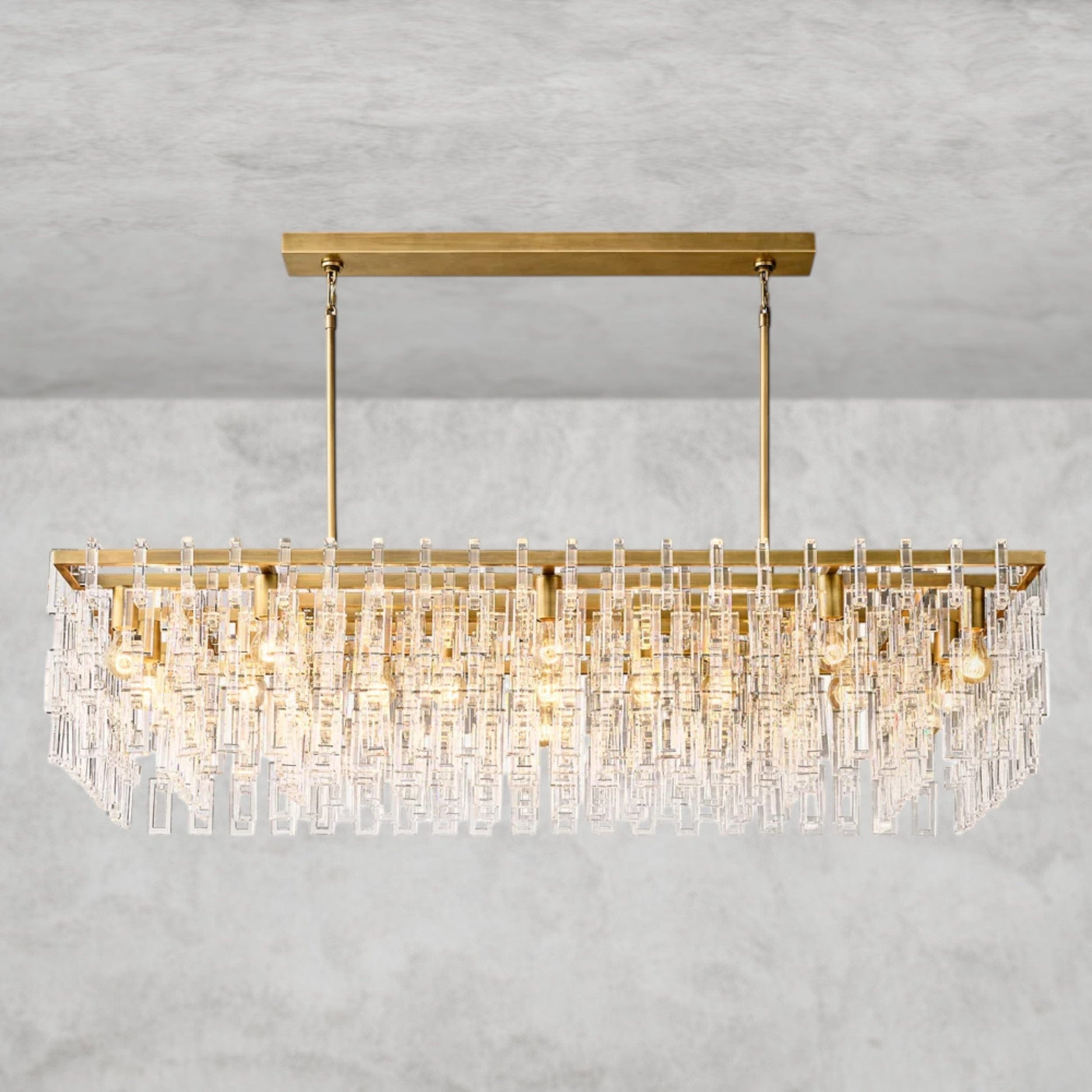 Brass Marignan Rectangular Chandelier 60"