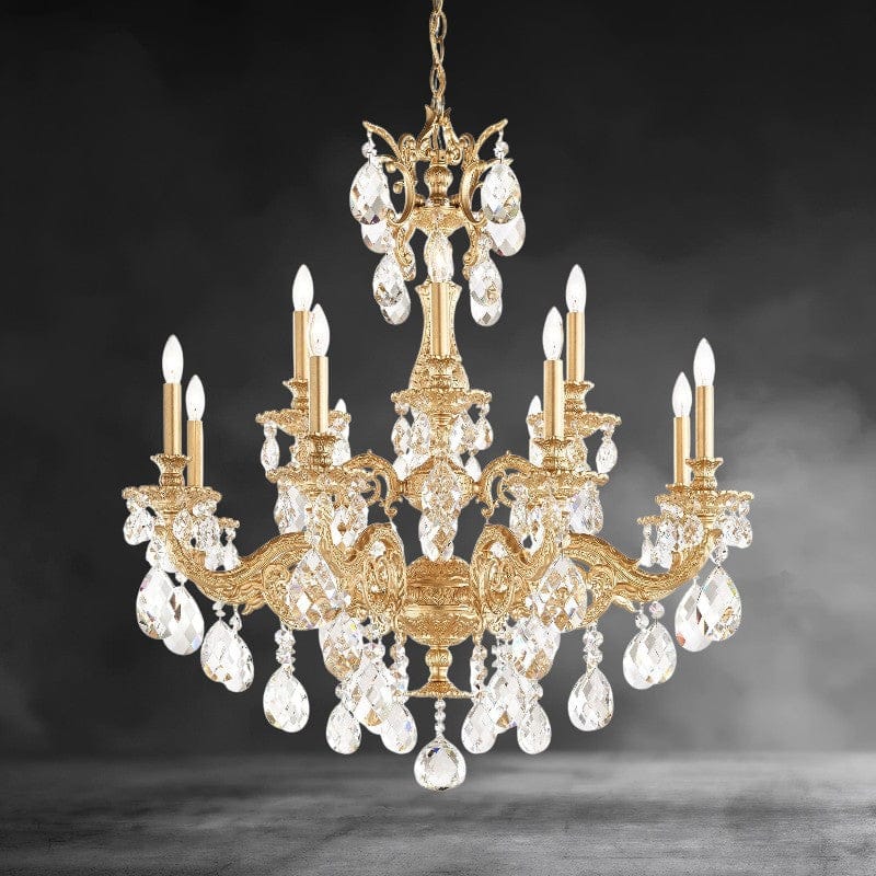 Heirloom Gold / Clear Heritage Crystal Milano 12-light Crystal Chandelier 32"