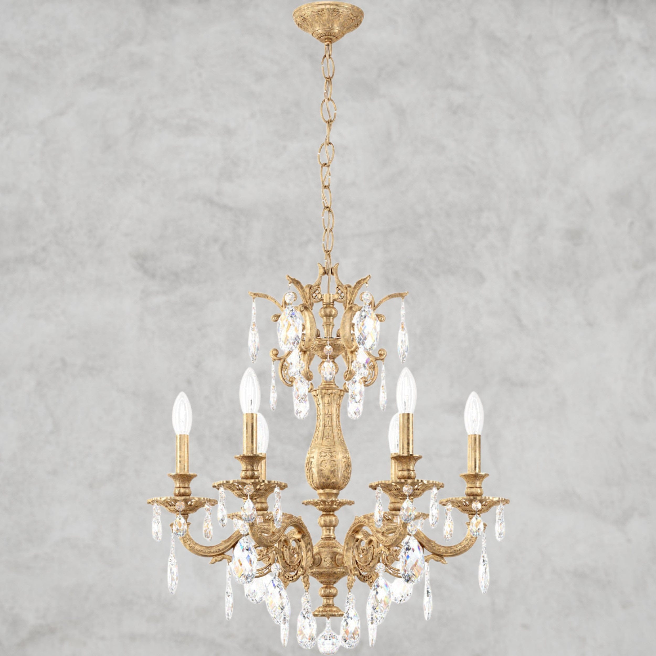 French Gold / Clear Heritage Crystal Milano Chandelier 24