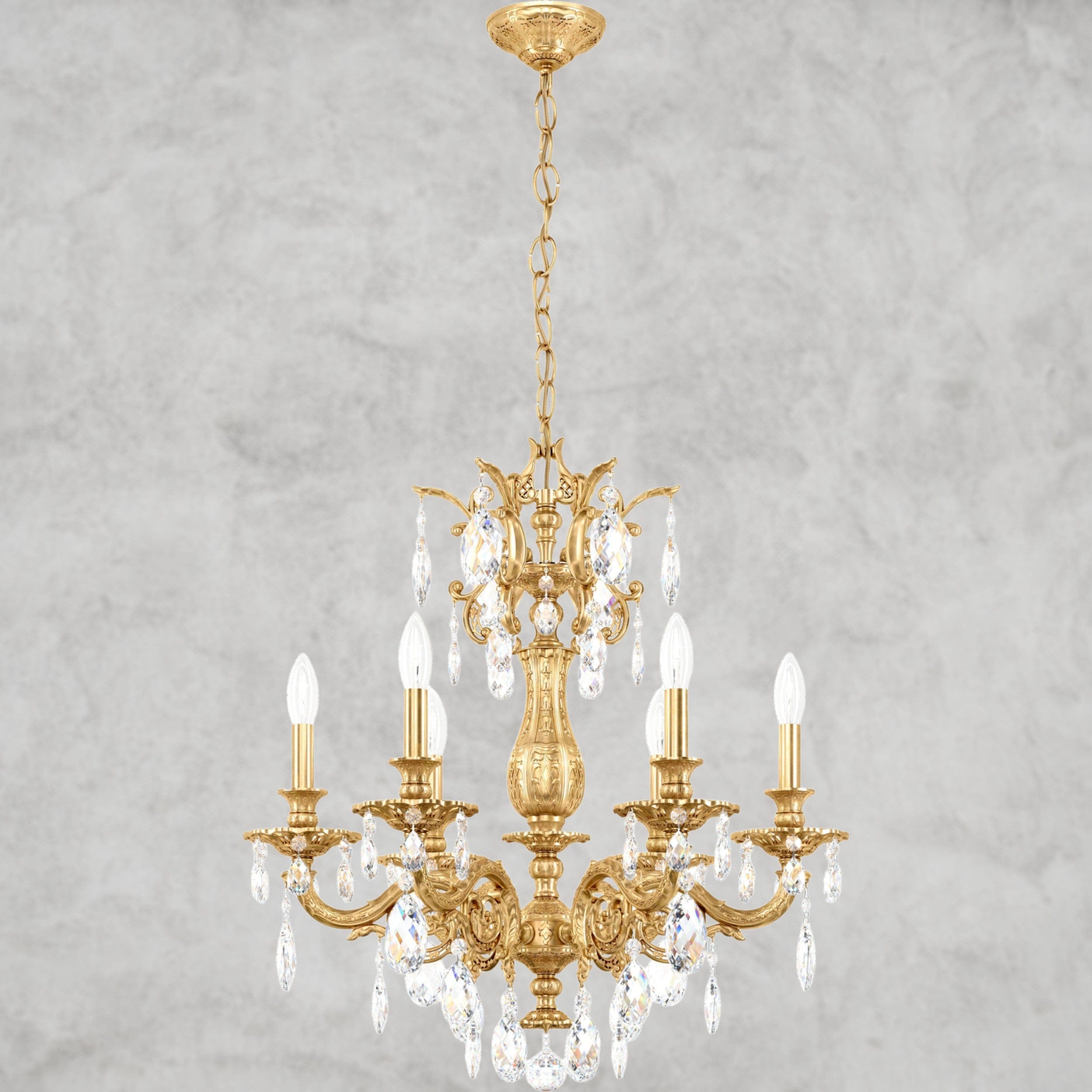 Heirloom Gold / Clear Heritage Crystal Milano Chandelier 24