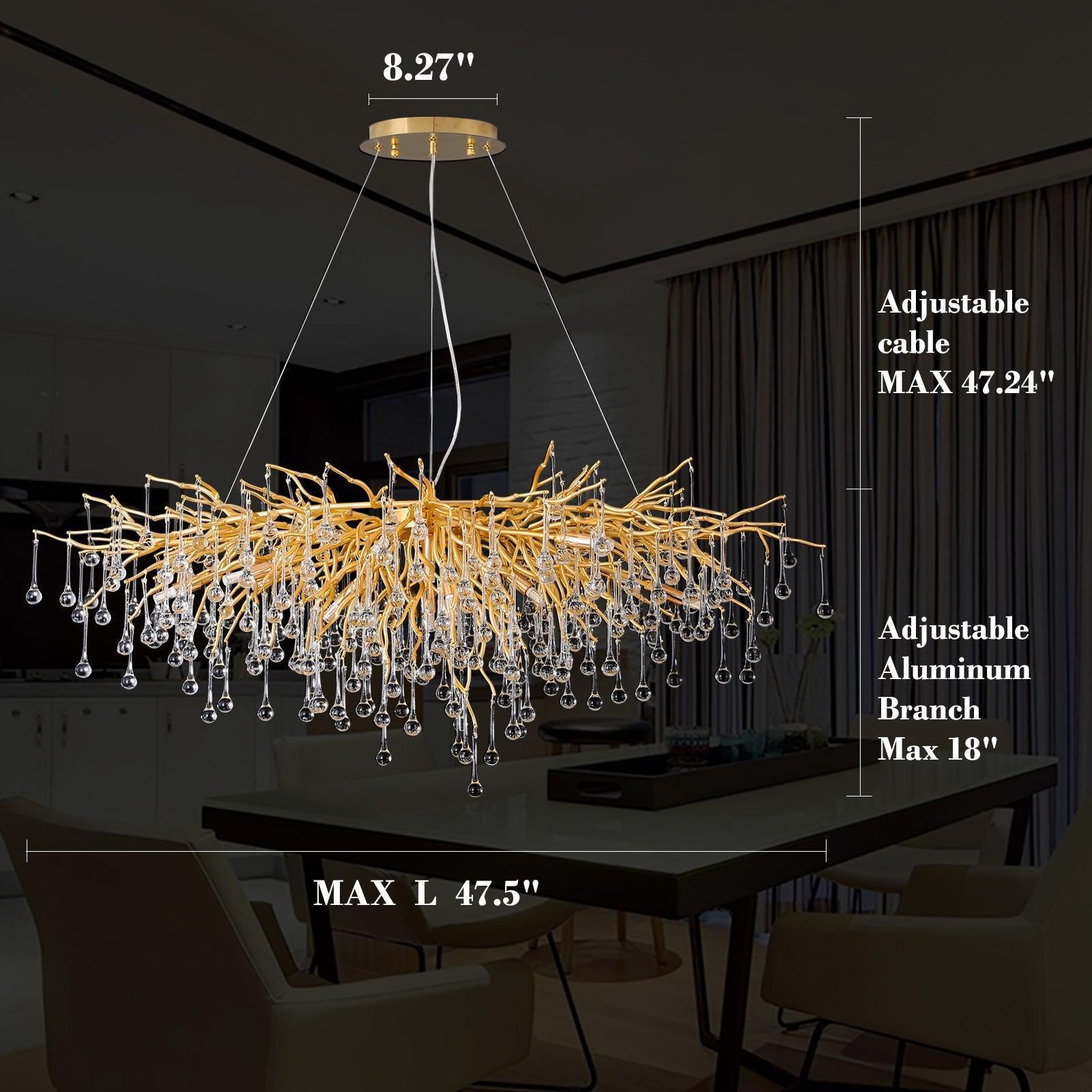 Doris Crystal Rectangular Branch Chandelier L45