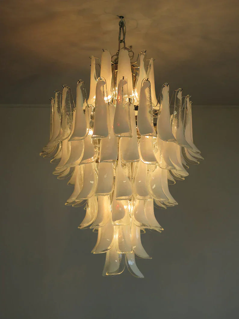 Murano Chandelier – 85 petals – White/Transparent