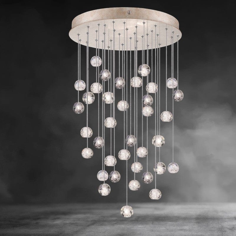 36- Light / Brass Nature-inspired round crystal Chandelier