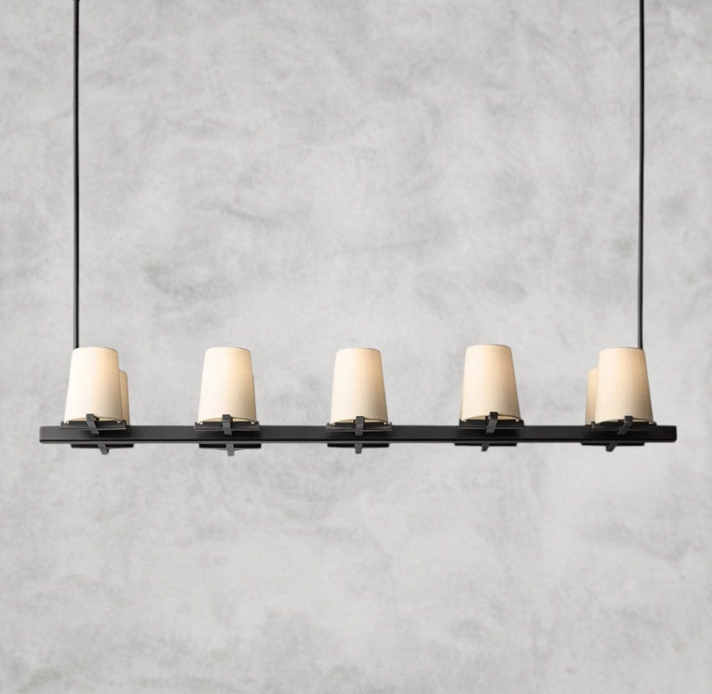 49" / Bronze Pauillac Fabric Shade Linear Chandelier 49", 60"