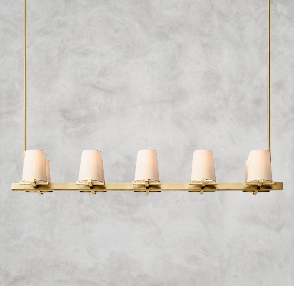 49" / Brass Pauillac Fabric Shade Linear Chandelier 49", 60"
